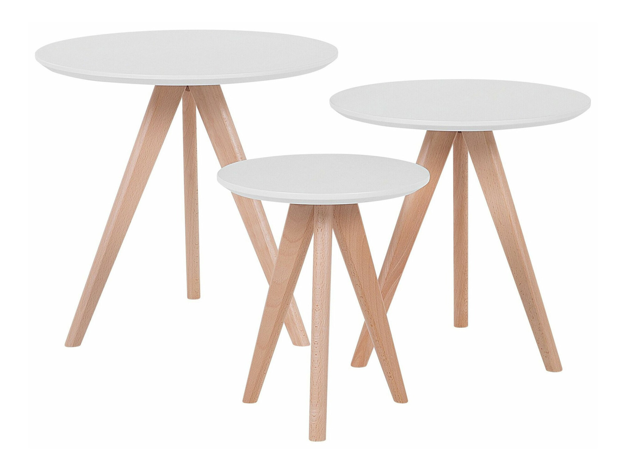 Komplet stranskih mizic Berwyn 1739 (Bela + Svetel les)