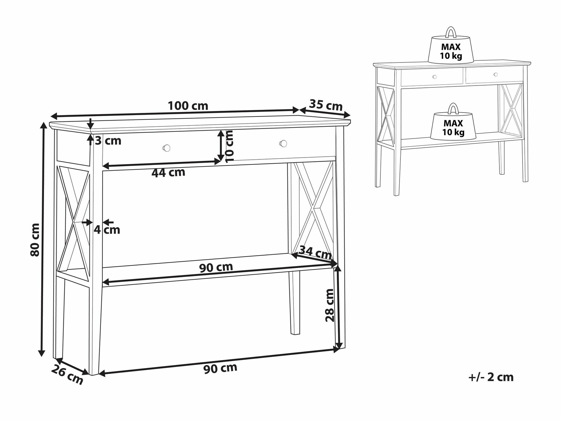 Konzolna miza Berwyn 1642 (Črna)