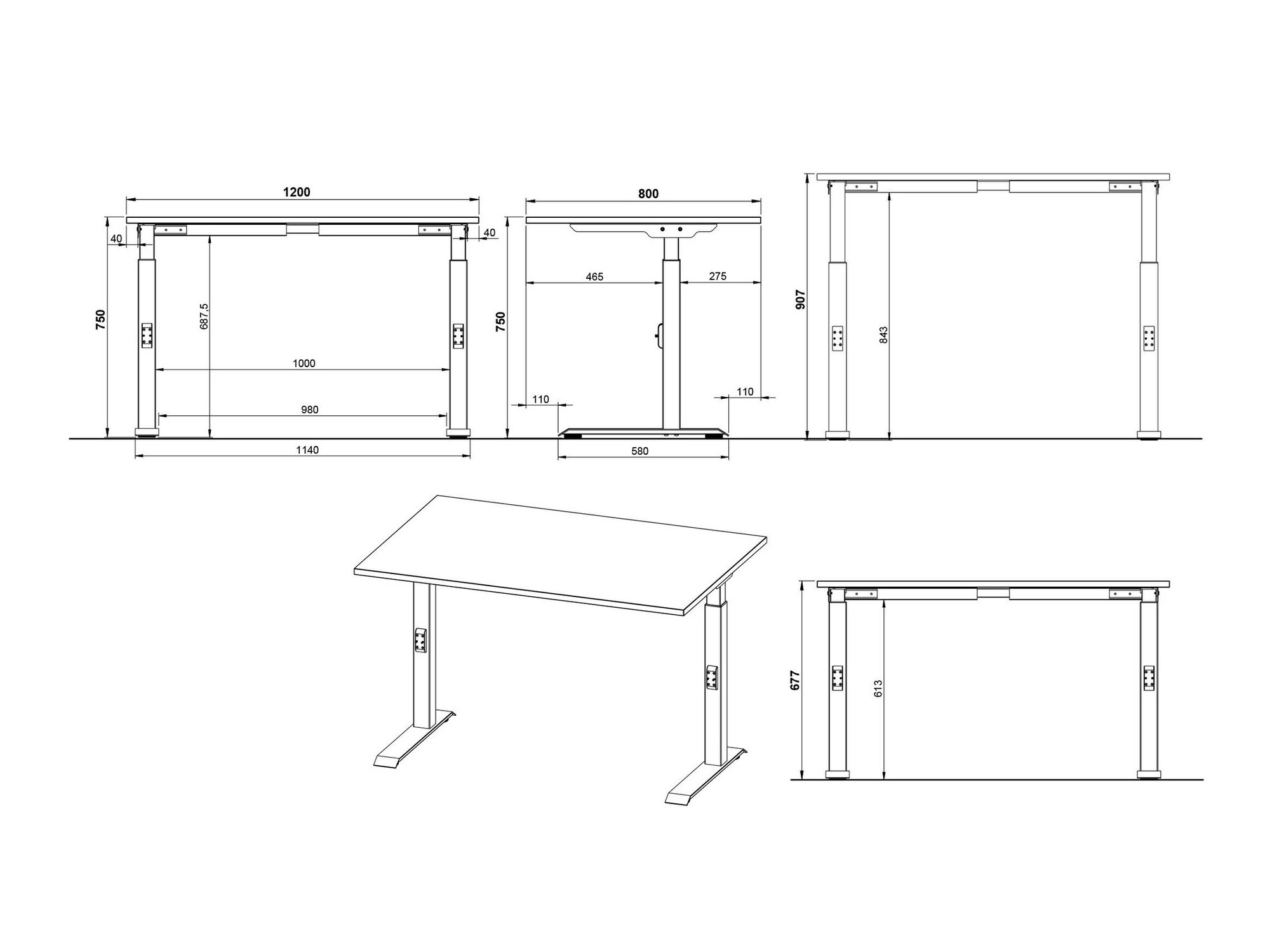 Pisalna miza Sacramento 420 (Siva + Bela)