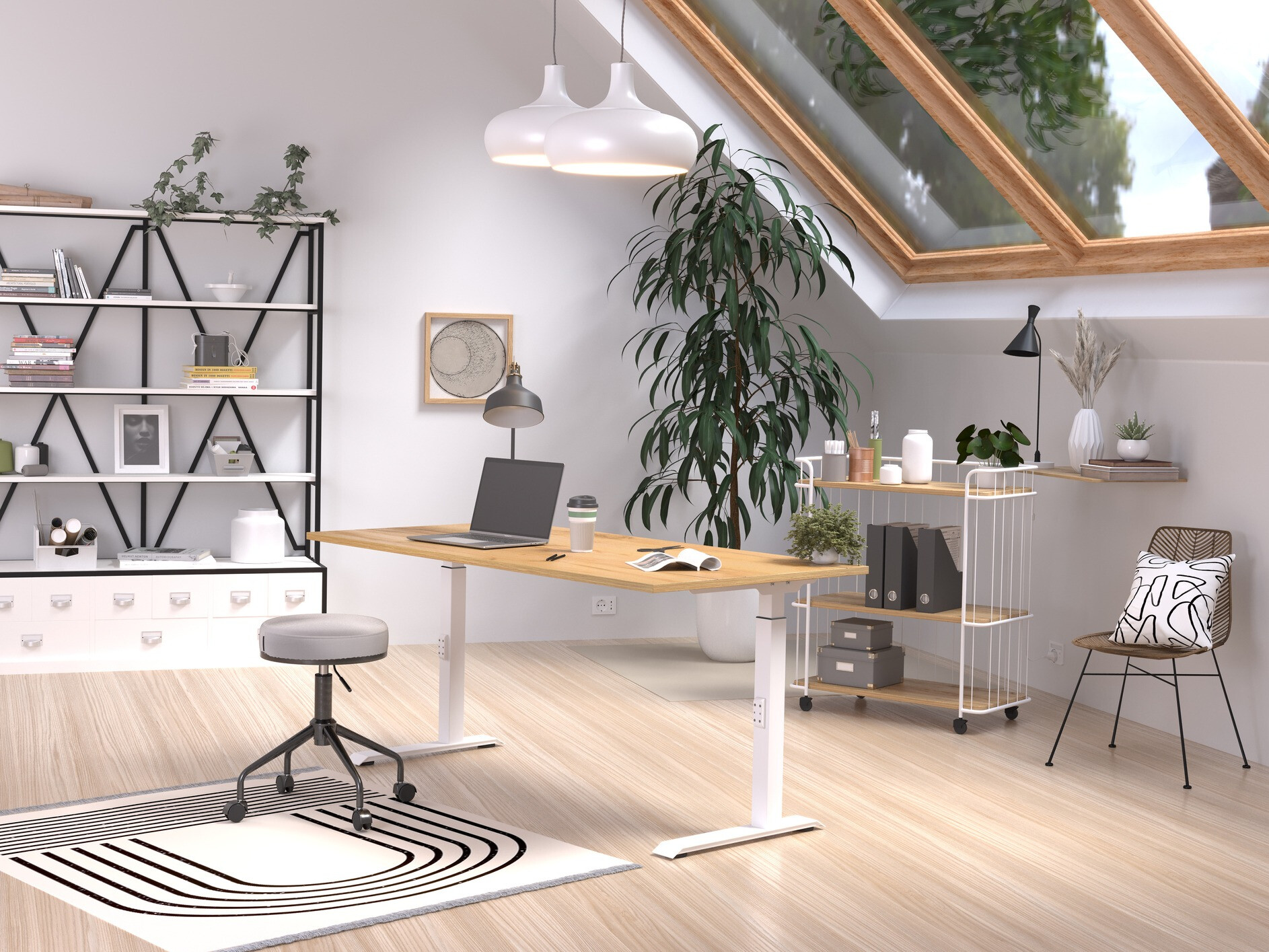 Pisalna miza Sacramento 421 (Navarra hrast + Bela)