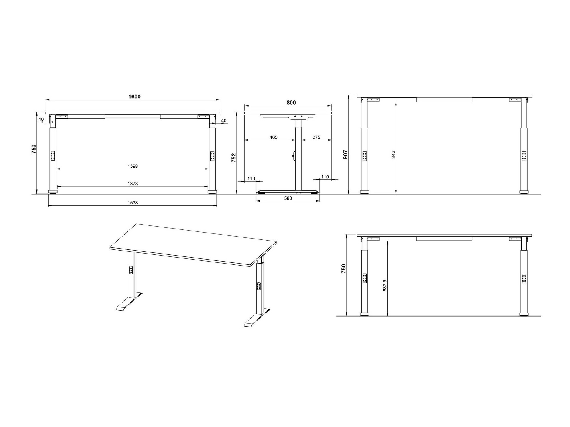 Pisalna miza Sacramento 421 (Navarra hrast + Bela)