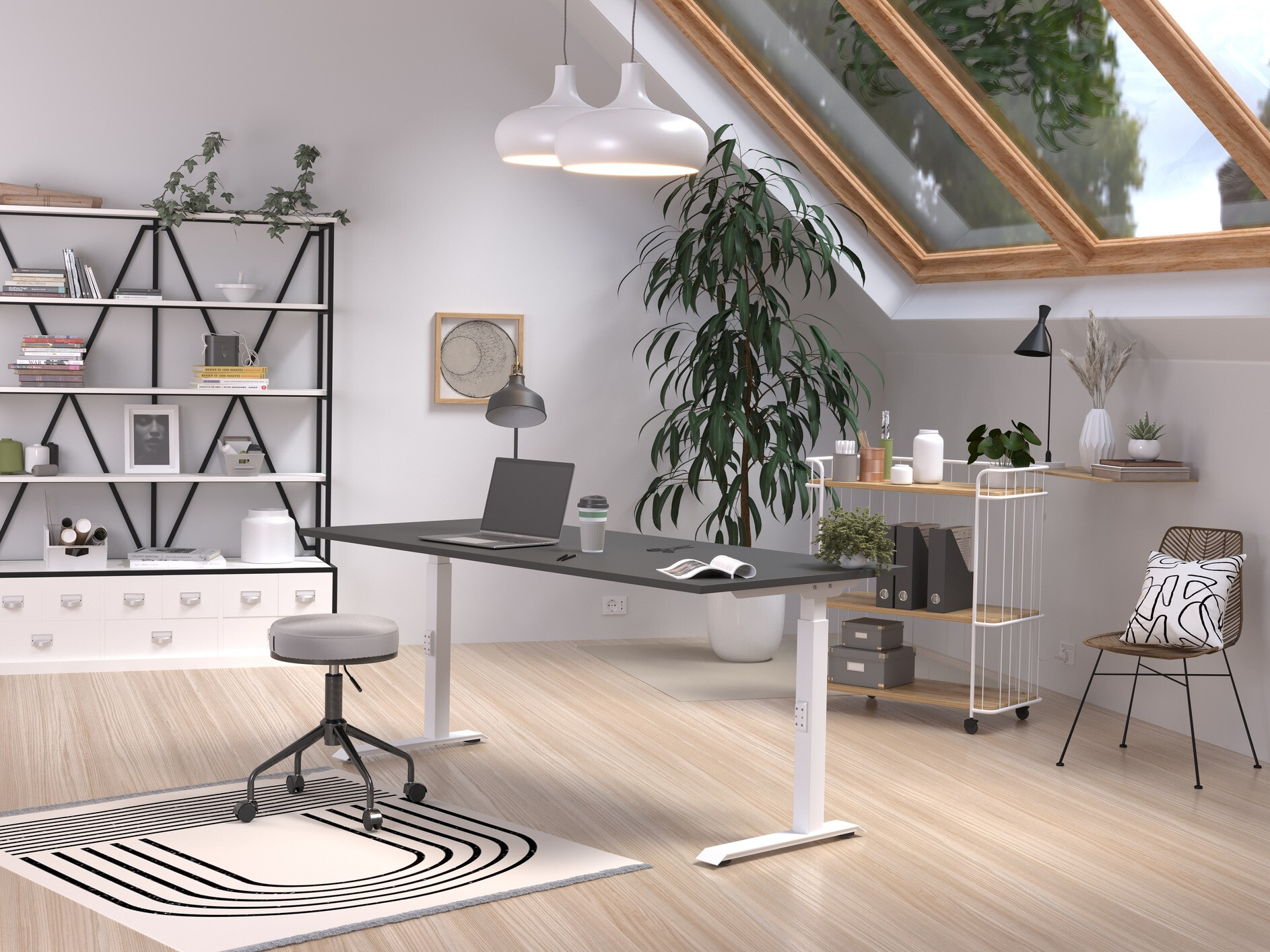 Pisalna miza Sacramento 422 (Grafit + Bela)