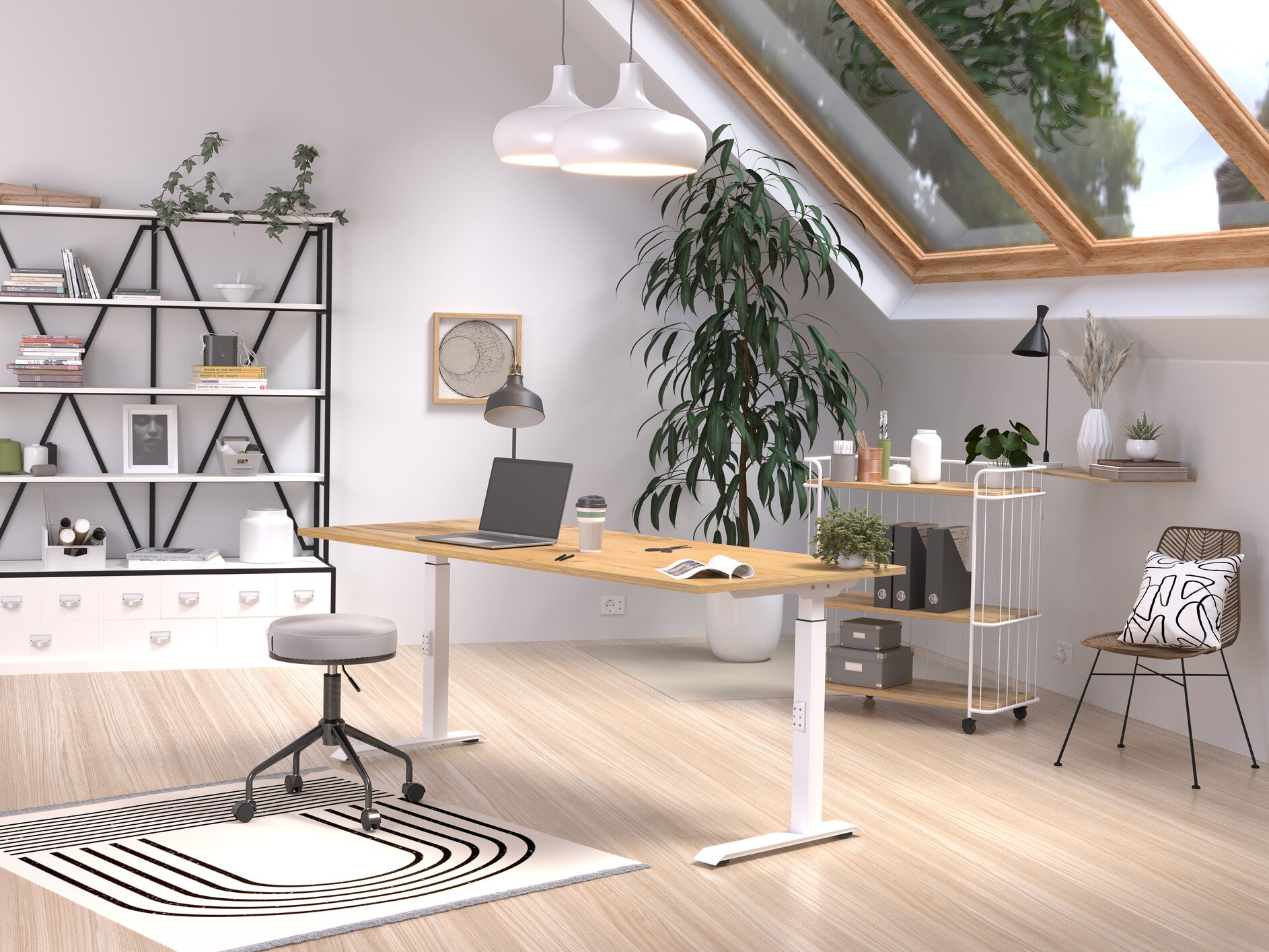 Pisalna miza Sacramento 422 (Navarra hrast + Bela)