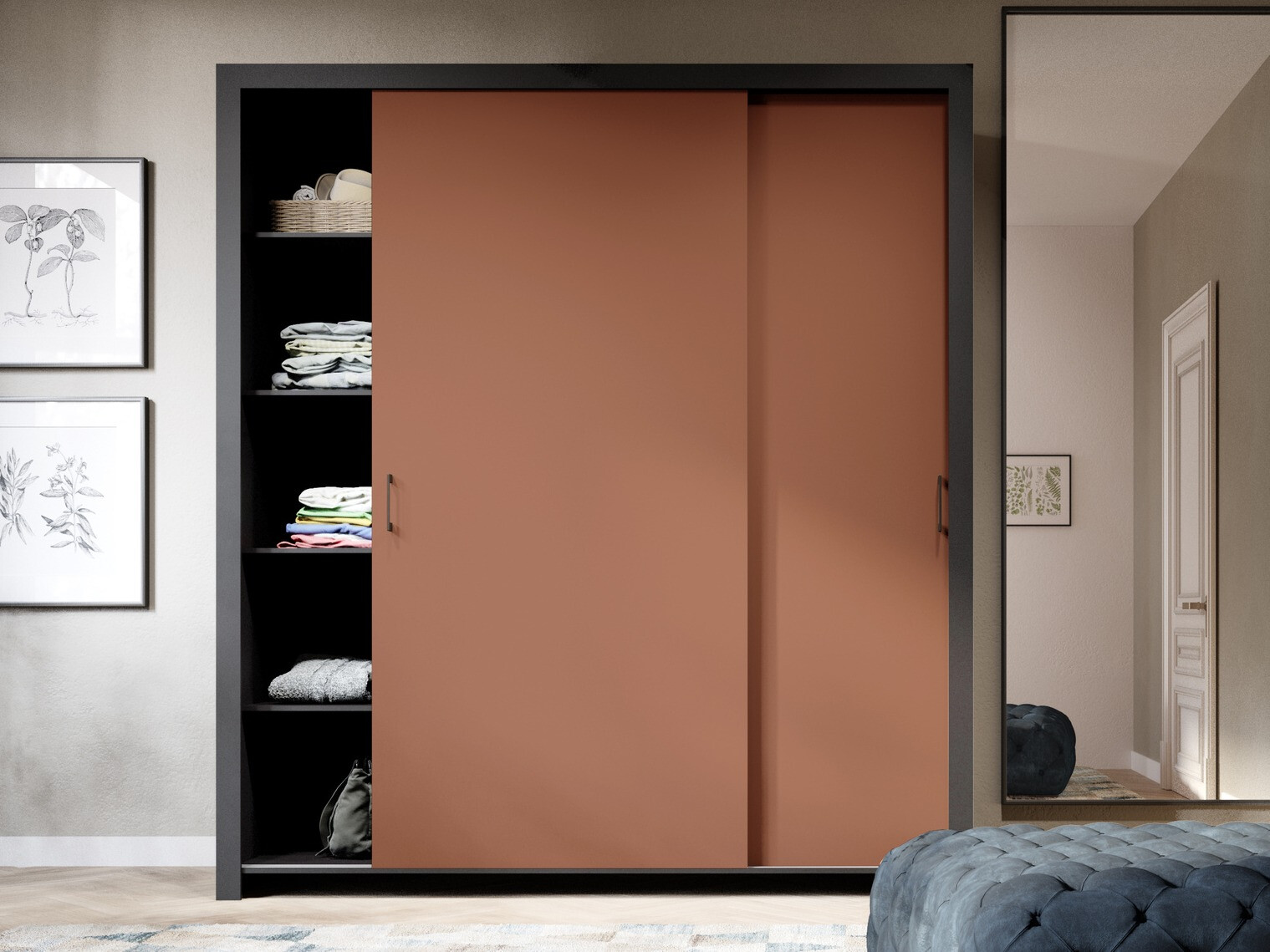 Garderobna omara Murrieta 192 (Črna + Rjava)