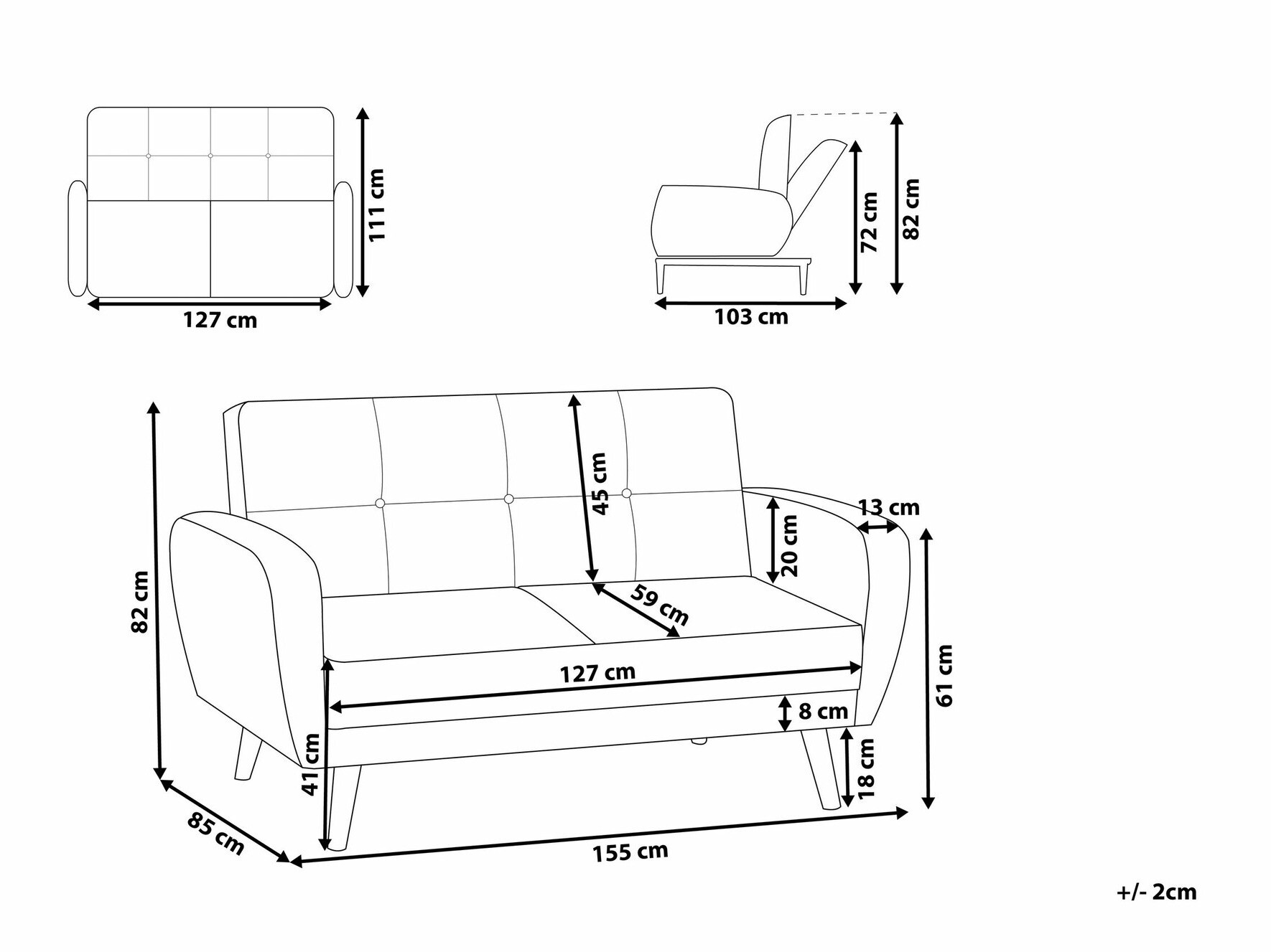 Raztegljiv kavč Etlivi 103 (Siva)