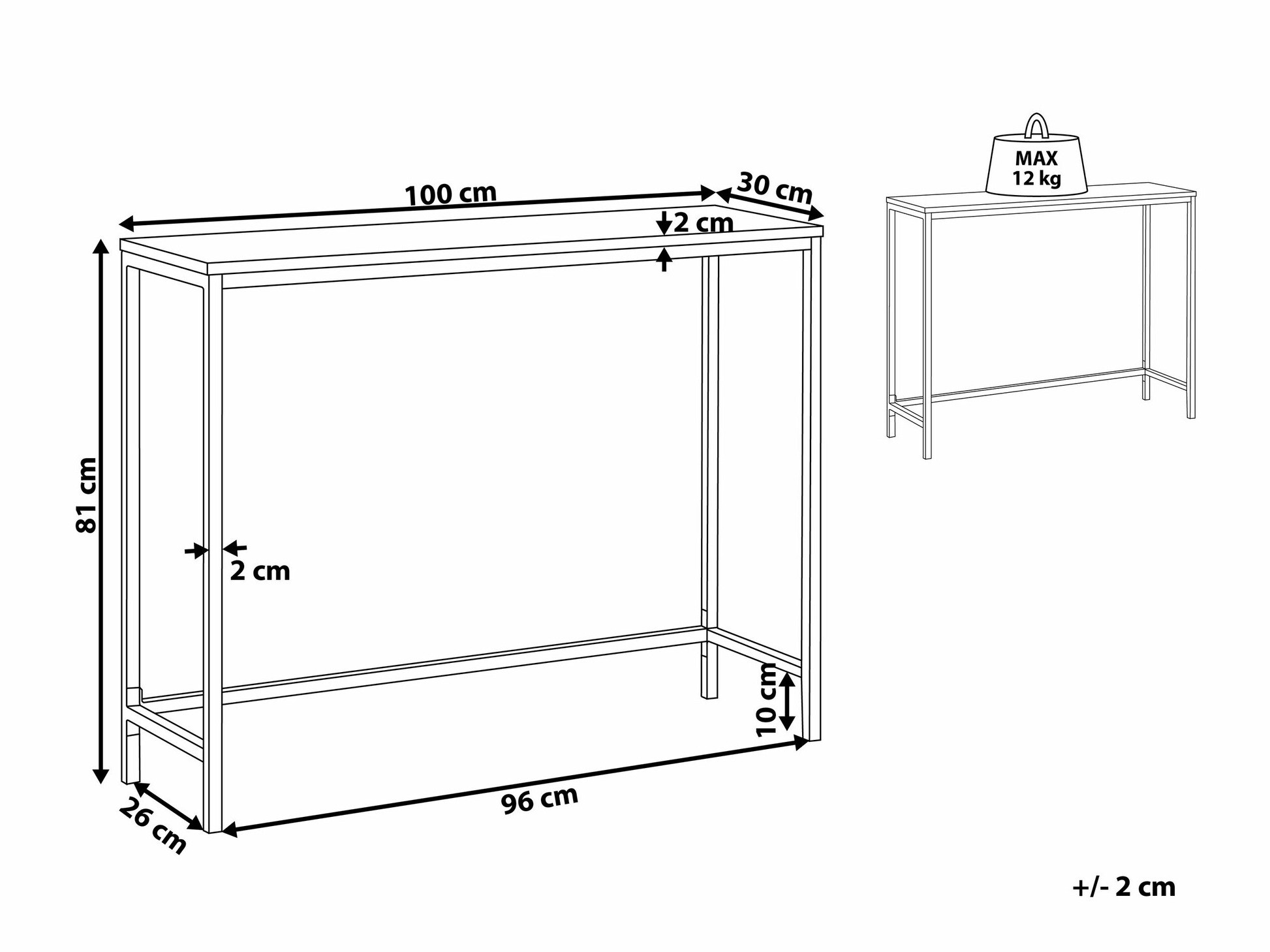Konzolna miza Berwyn 1654