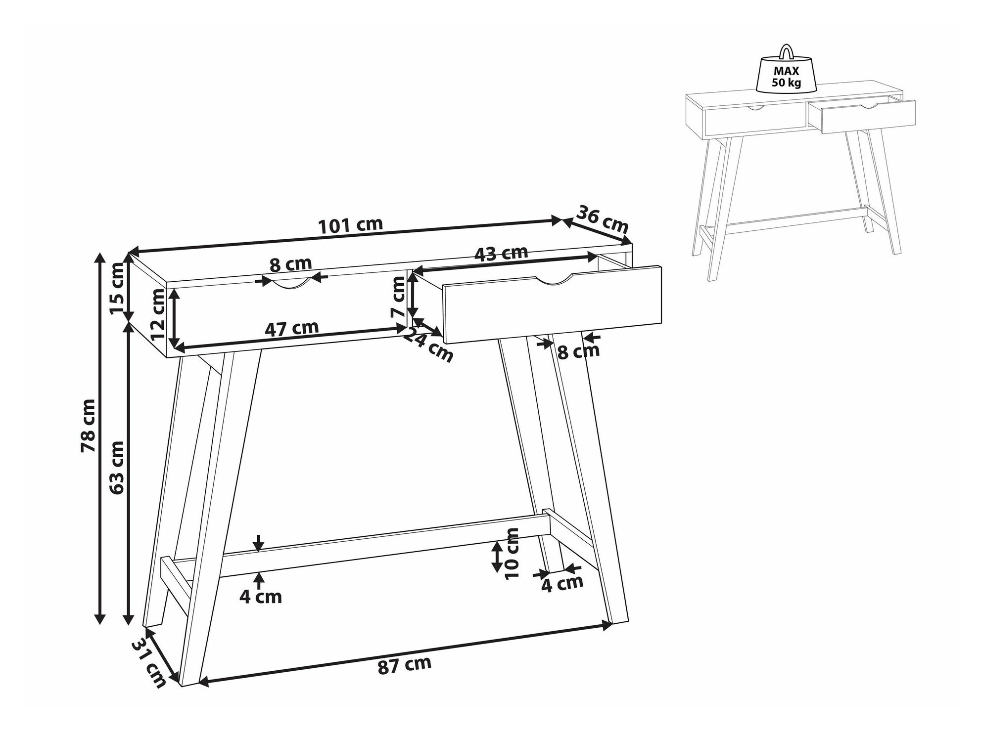 Konzolna miza Berwyn 1659
