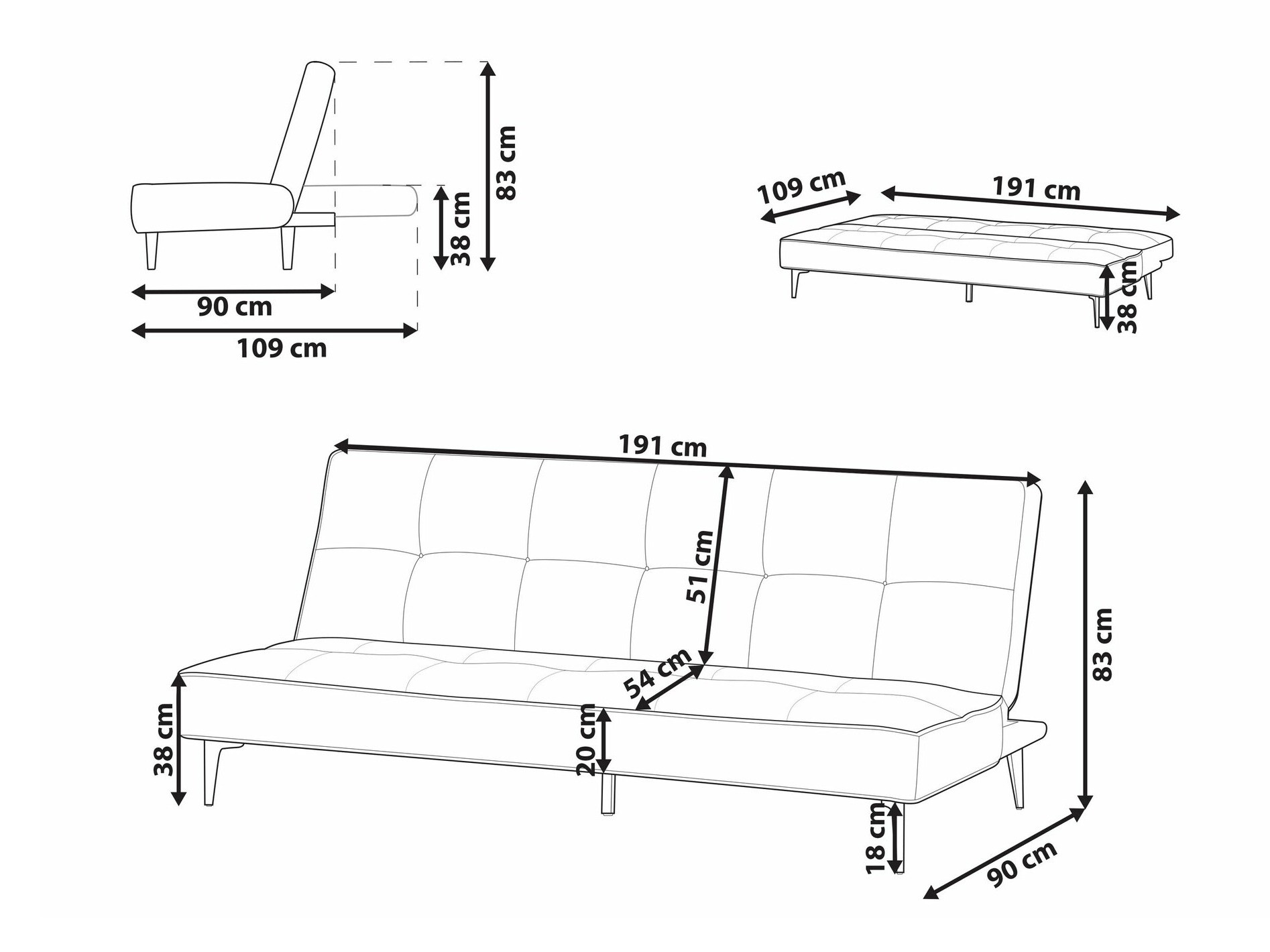 Raztegljiv kavč Berwyn 1660 (Svetlo zelena)