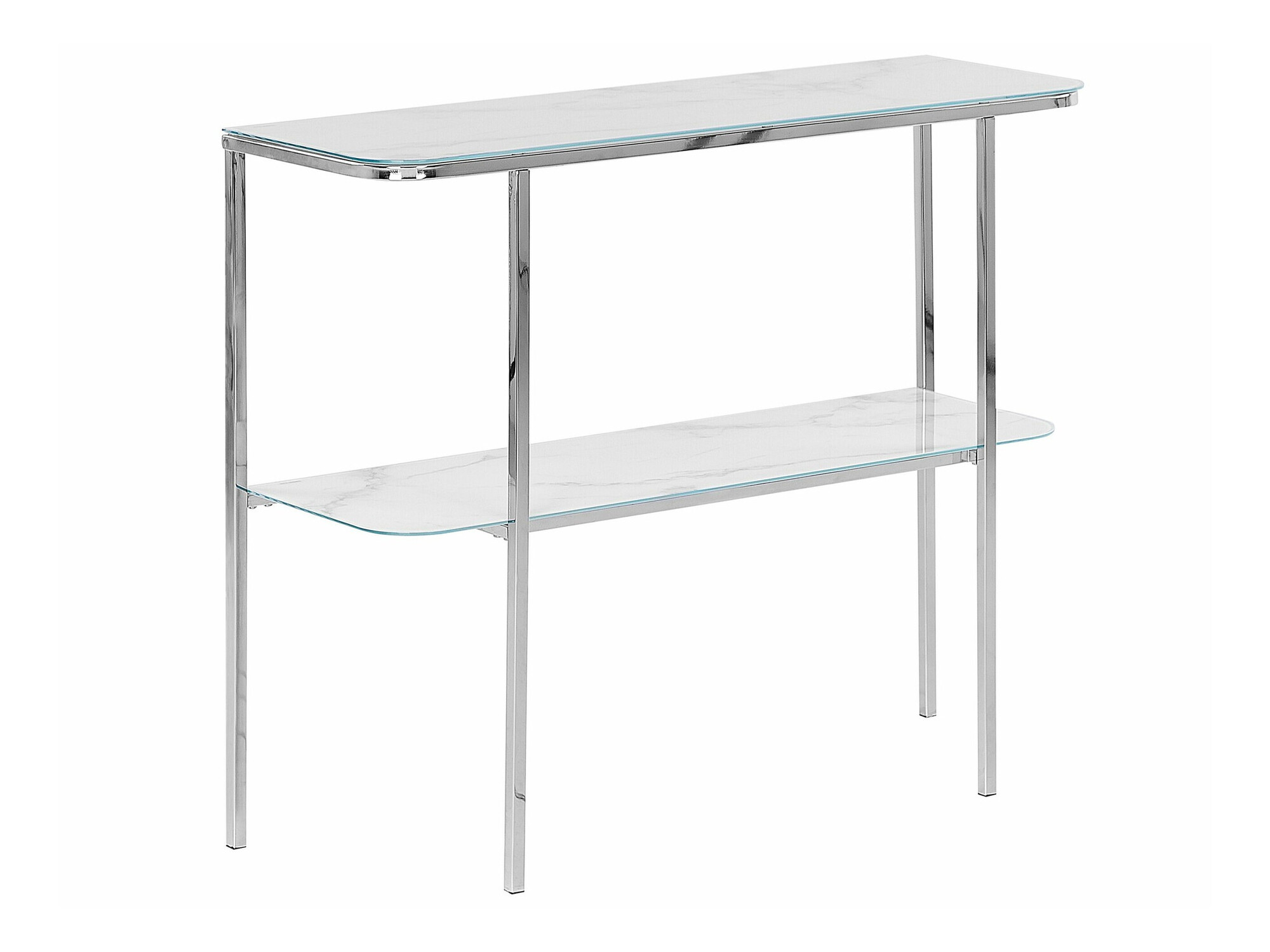 Konzolna miza Berwyn 1669 (Srebrna + Beli marmor)