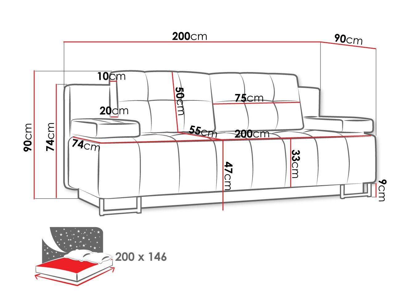 Raztegljiv kavč Columbus 151 (Lux 06)