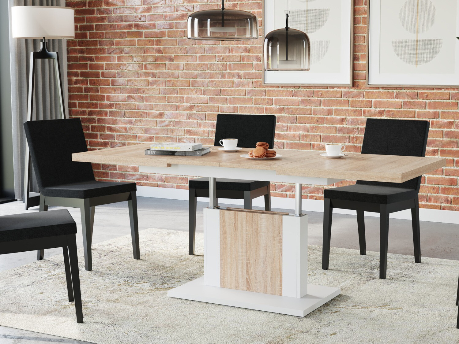 Raztegljiva klubska mizica Glendale 103 (Sonoma hrast + Bela)