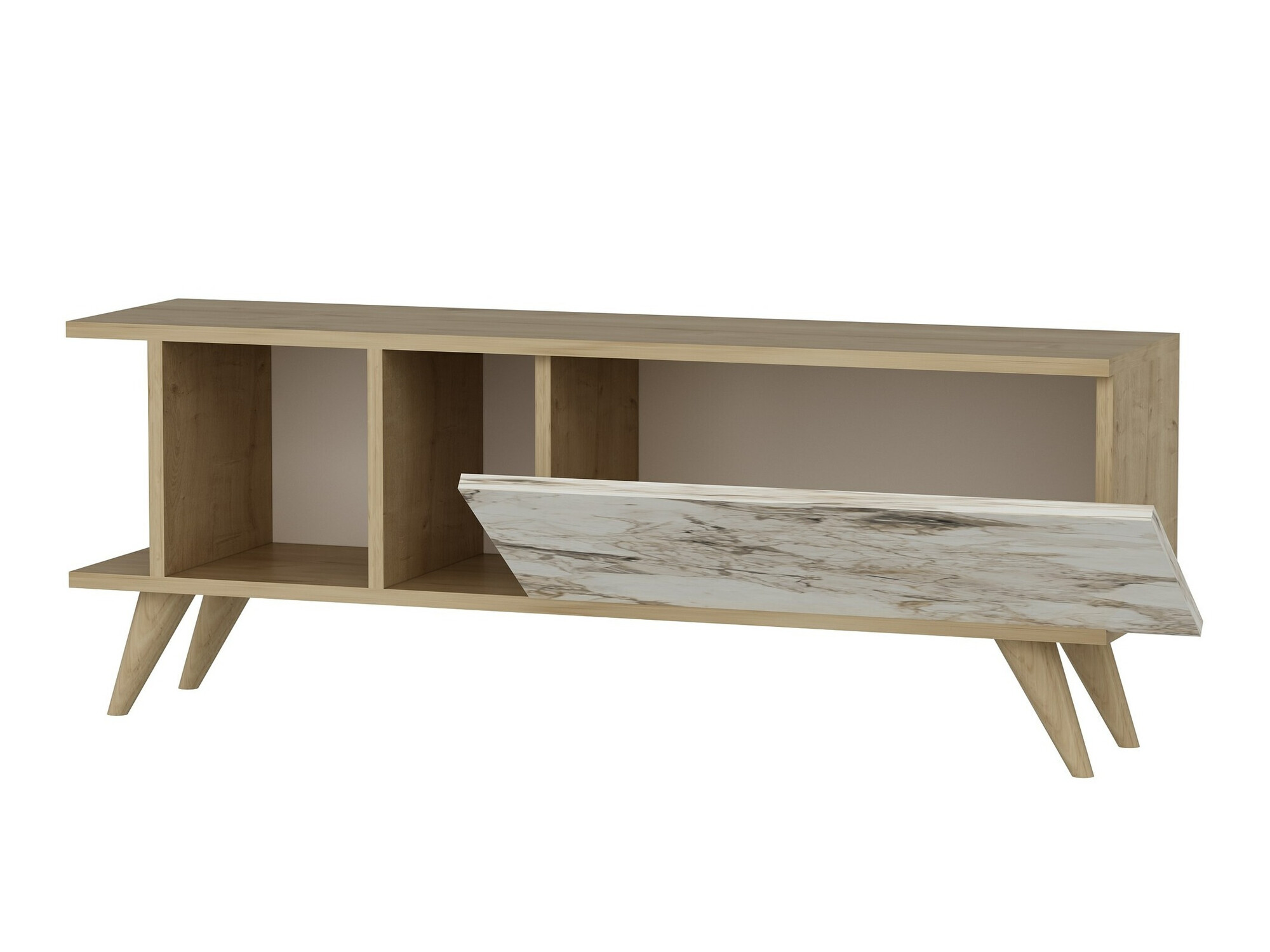 TV-omarica Kailua 1952 (Hrast + Beli marmor)