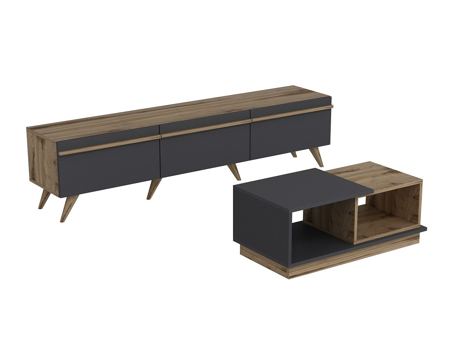 Komplet za dnevno sobo Kailua 1705 (Antracit + Hrast)