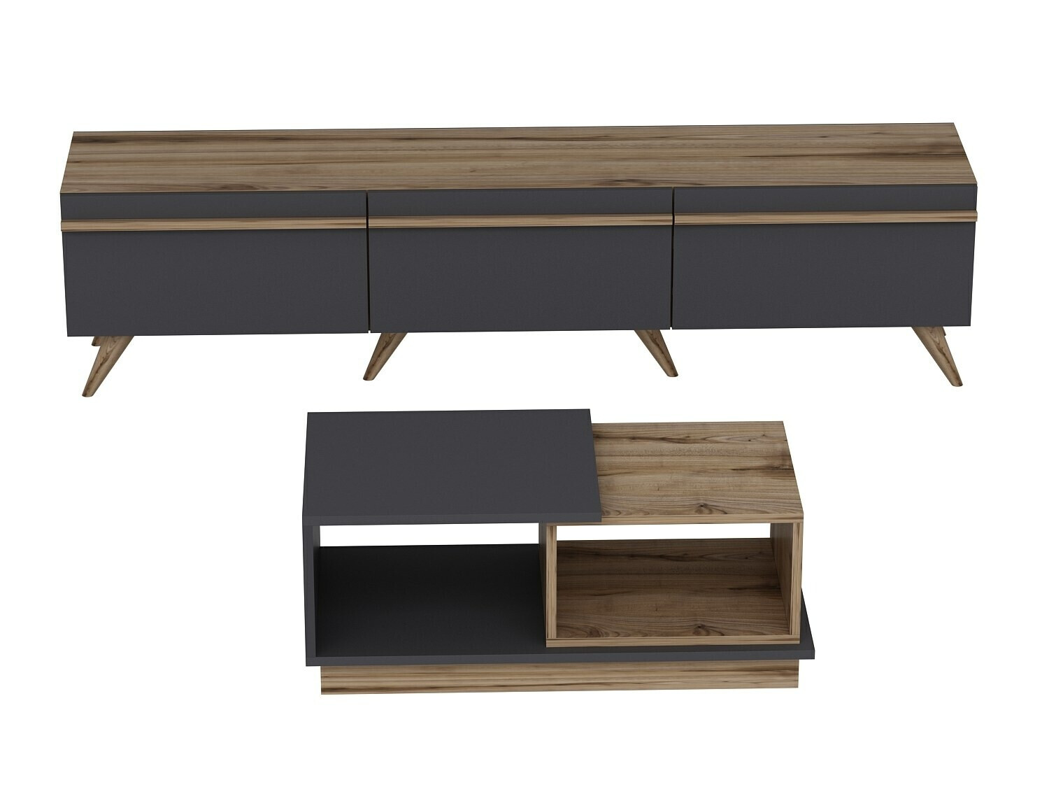 Komplet za dnevno sobo Kailua 1705 (Antracit + Hrast)