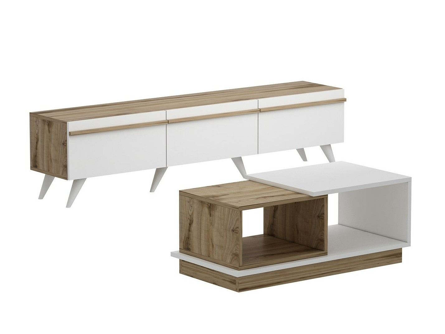 Komplet za dnevno sobo Kailua 1705 (Bela + Hrast)