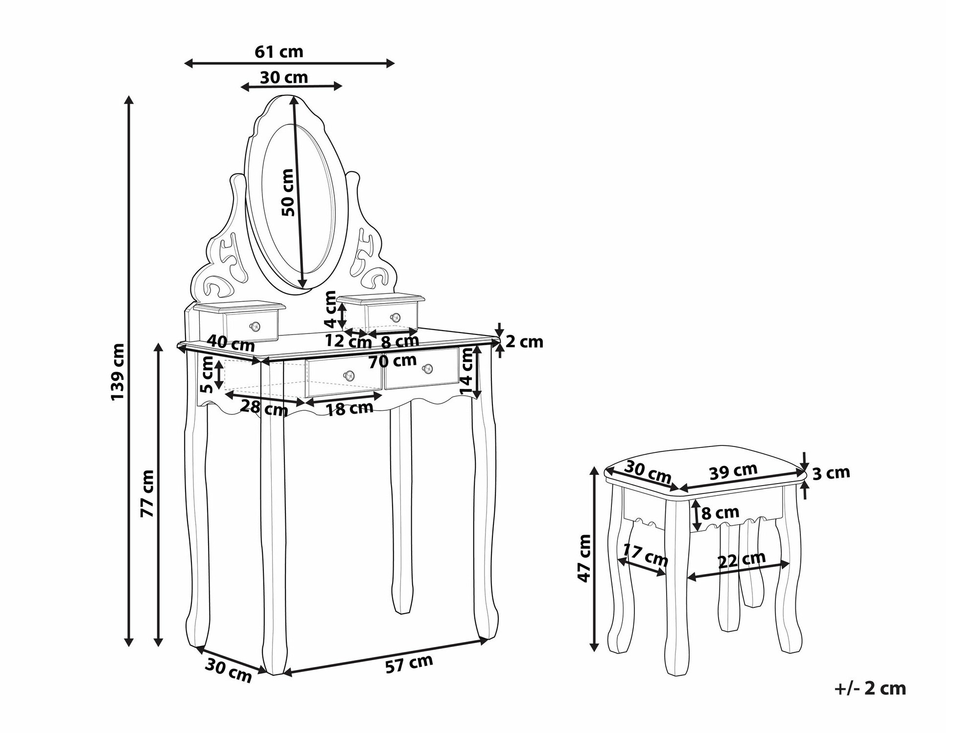 Toaletna mizica Berwyn 1675