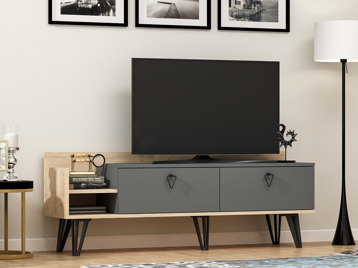 TV-omarica Kailua 1733 (Antracit + Hrast)