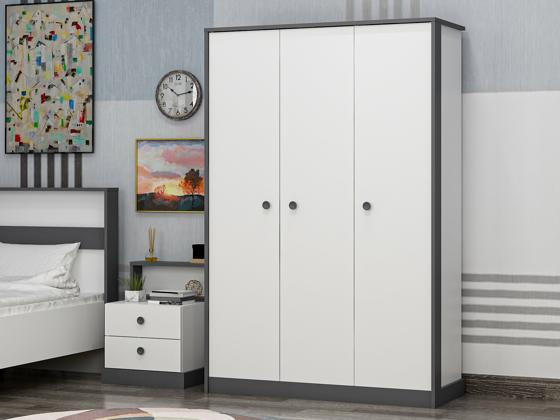 Garderobna omara Marelbe 101 (Bela + Antracit)