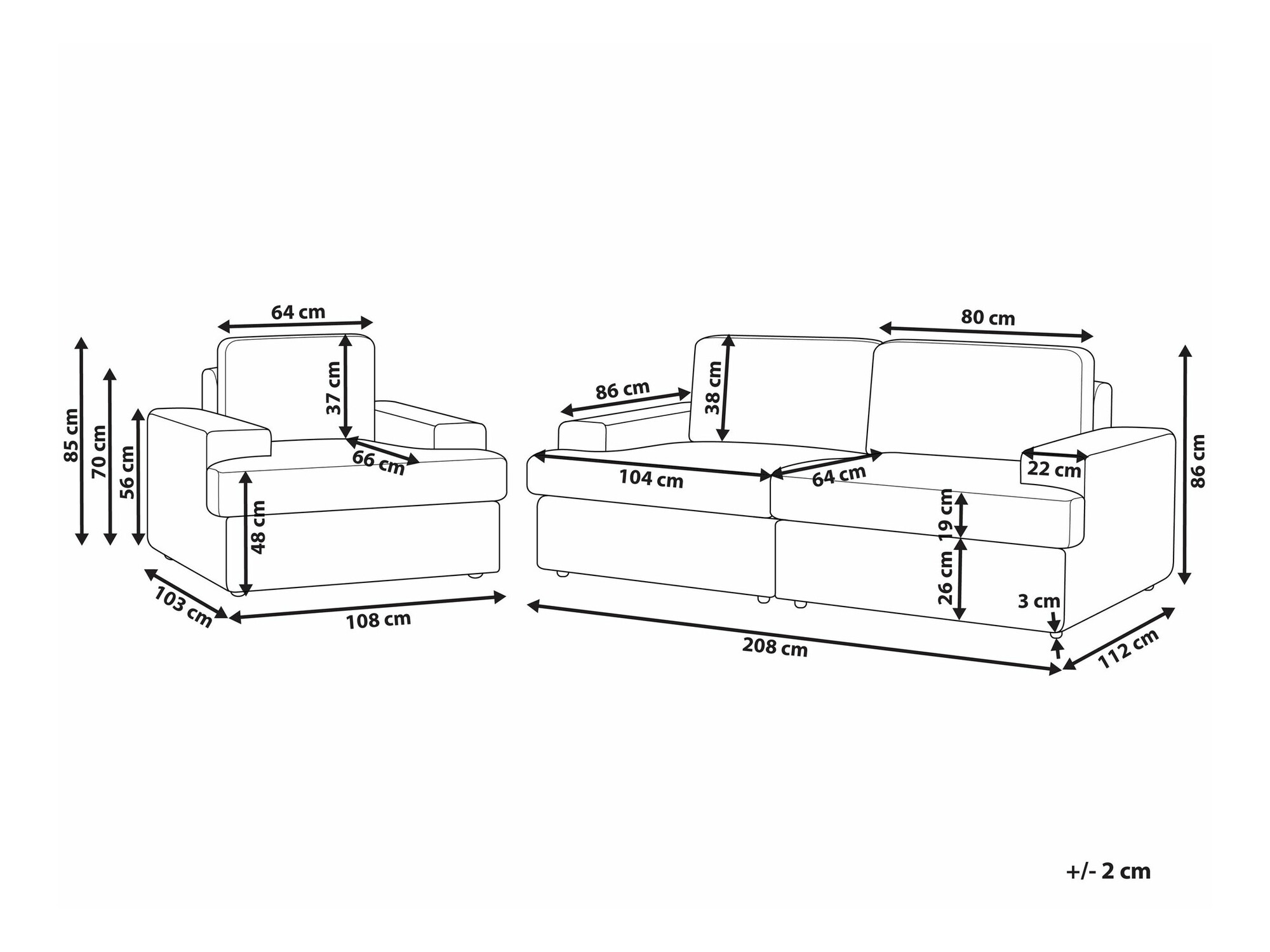 Komplet oblazinjenega pohištva Berwyn 1692 (Svetlo siva)