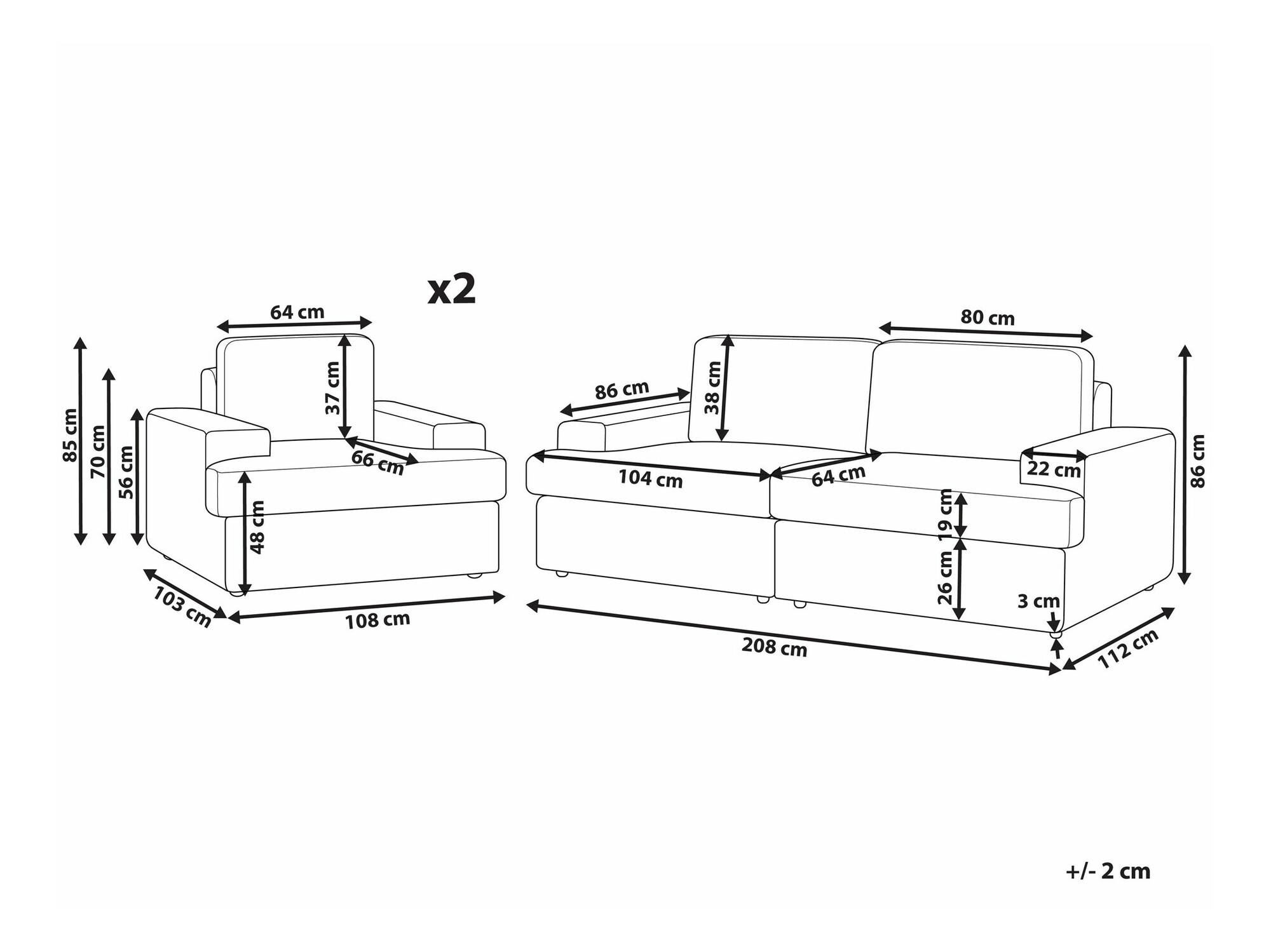 Komplet oblazinjenega pohištva Berwyn 1693 (Svetlo siva)