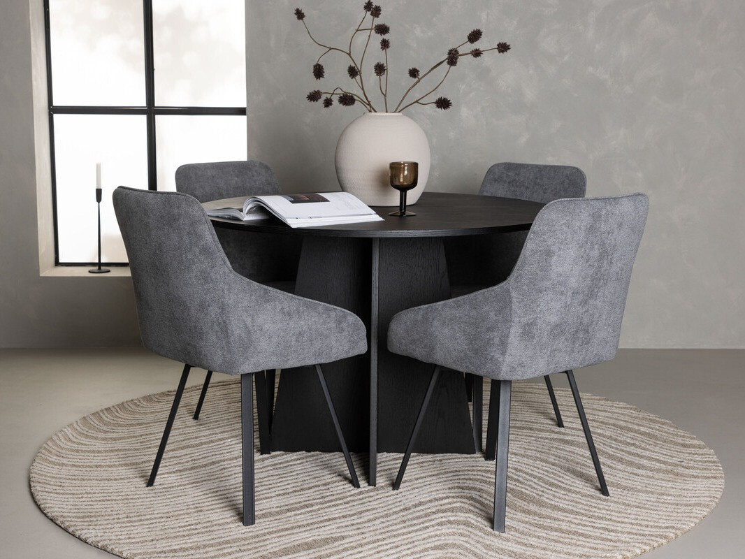 Jedilniški komplet Dallas 4325 (Temno siva + Črna)