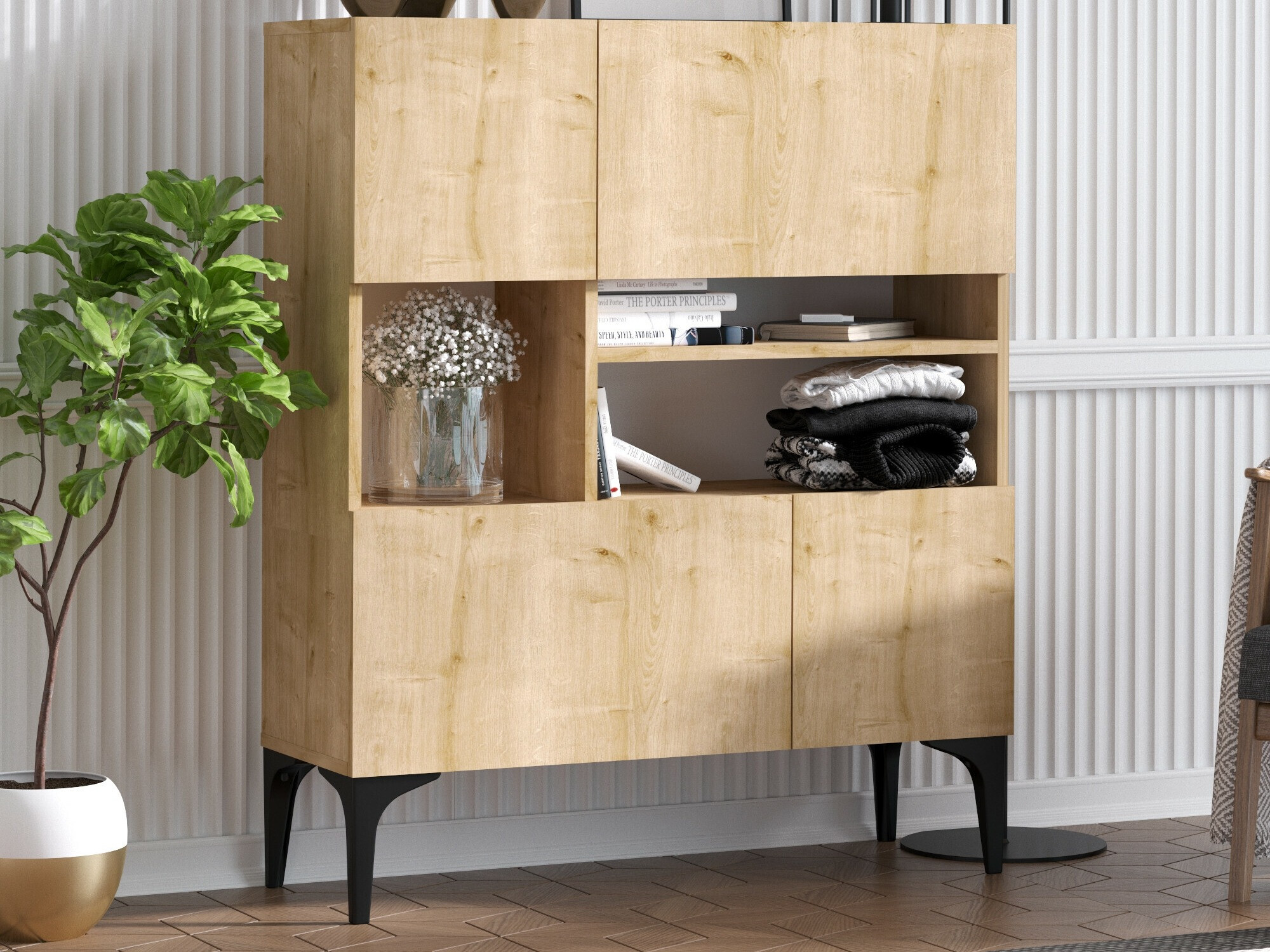 Omarica Vestesu 139 (Črna + Hrast)