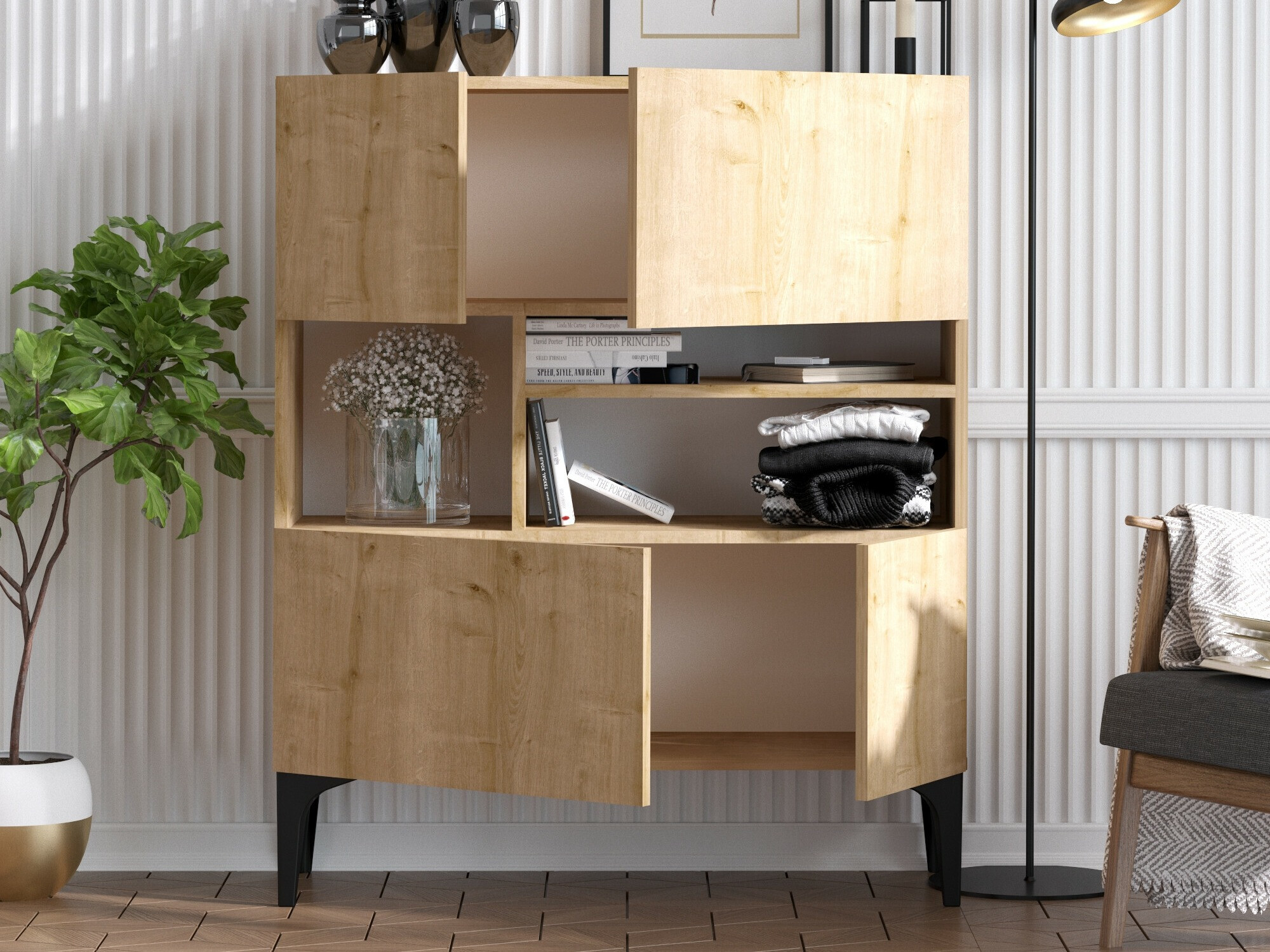 Omarica Vestesu 139 (Črna + Hrast)