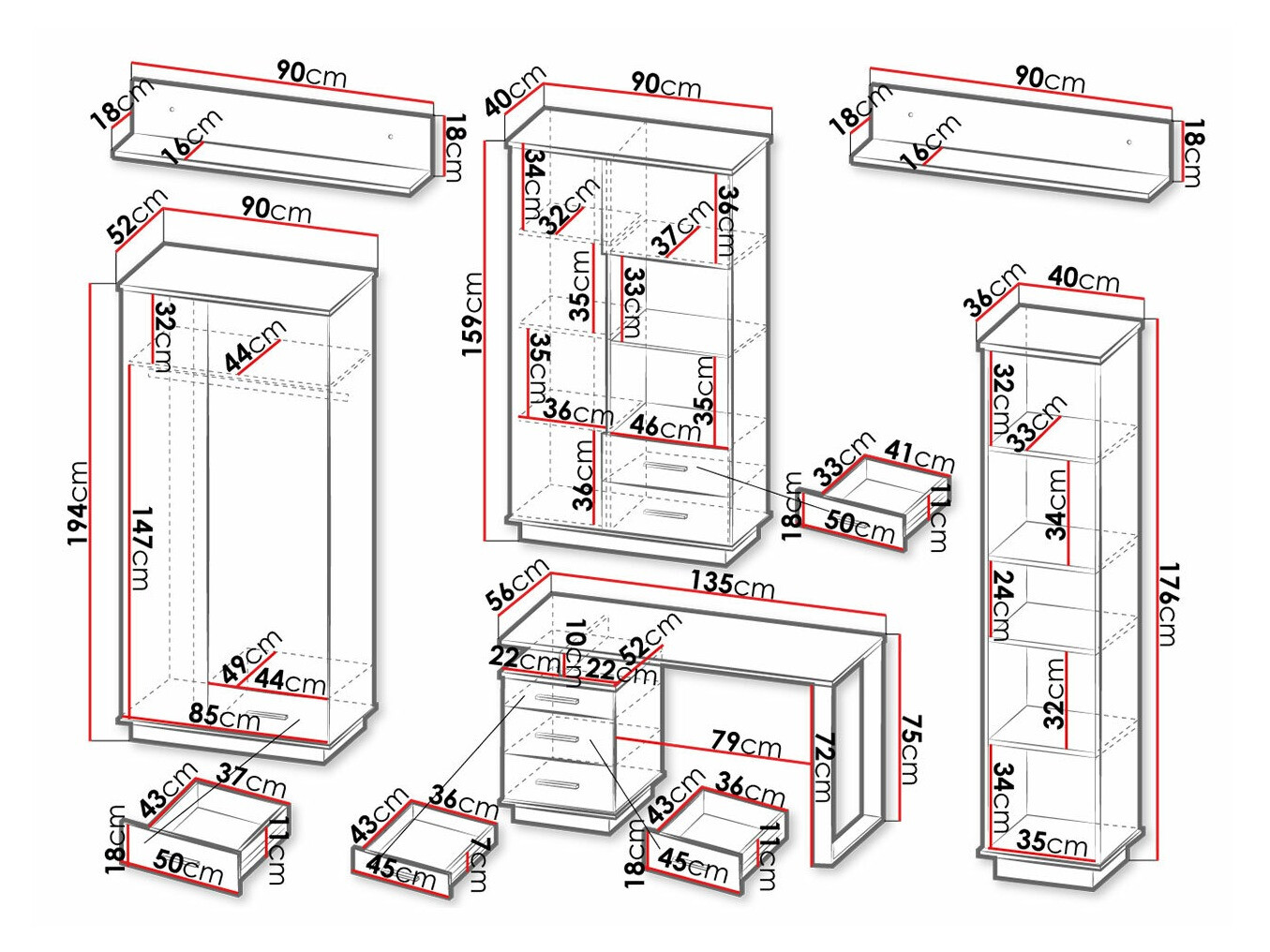 Komplet za domačo pisarno Tenodeu 118
