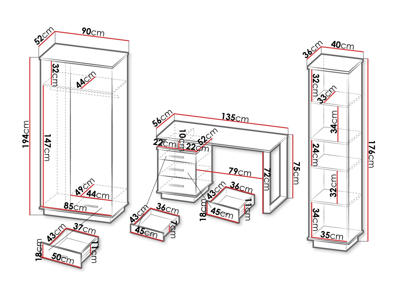 Komplet za domačo pisarno Tenodeu 119