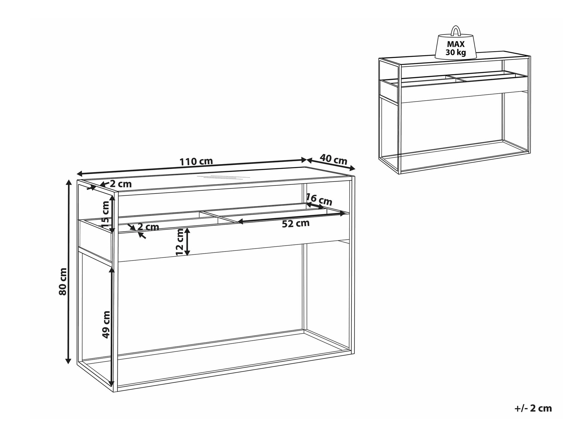 Konzolna miza Berwyn 1712