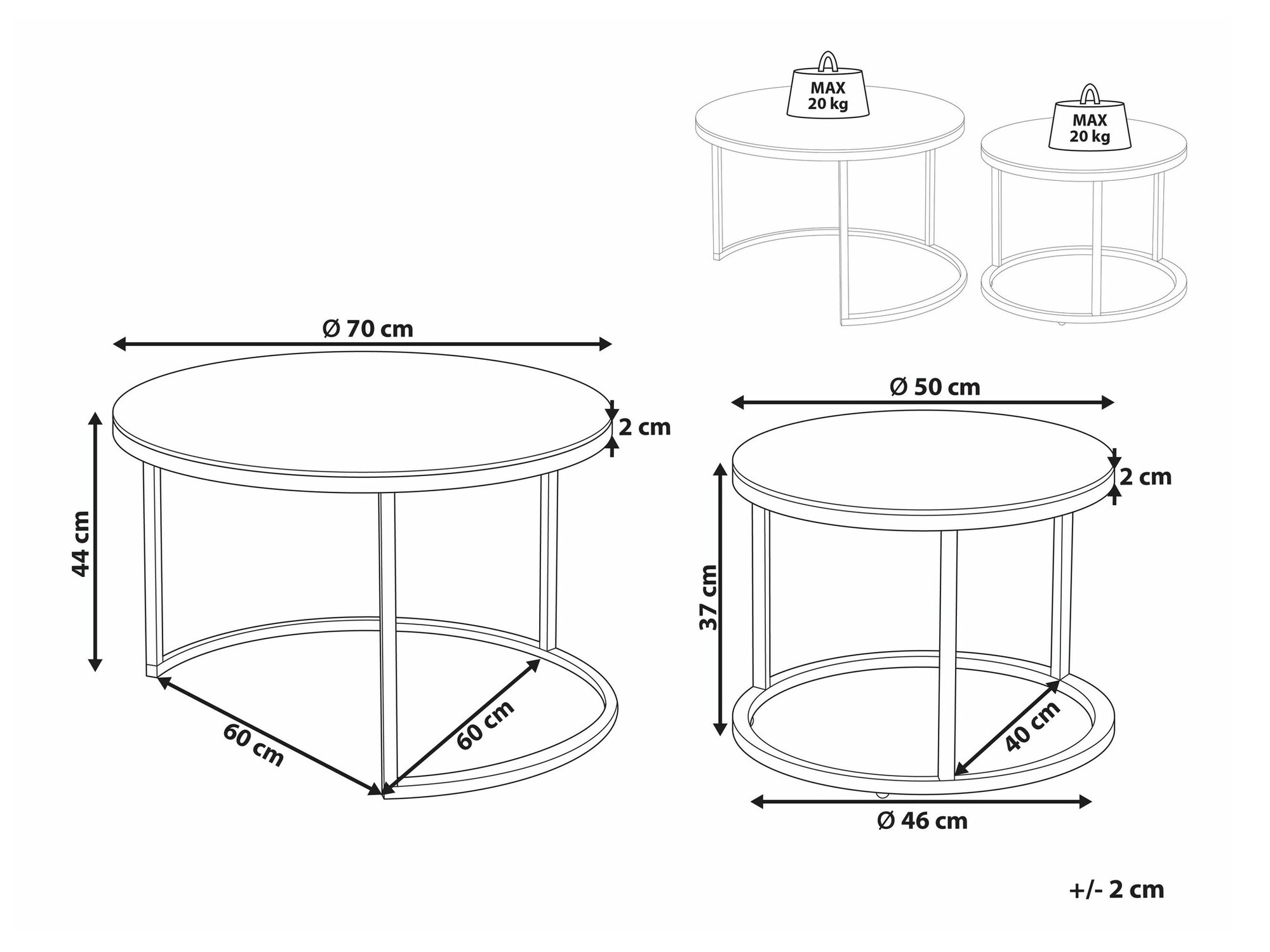 Komplet klubskih mizic Berwyn 1717