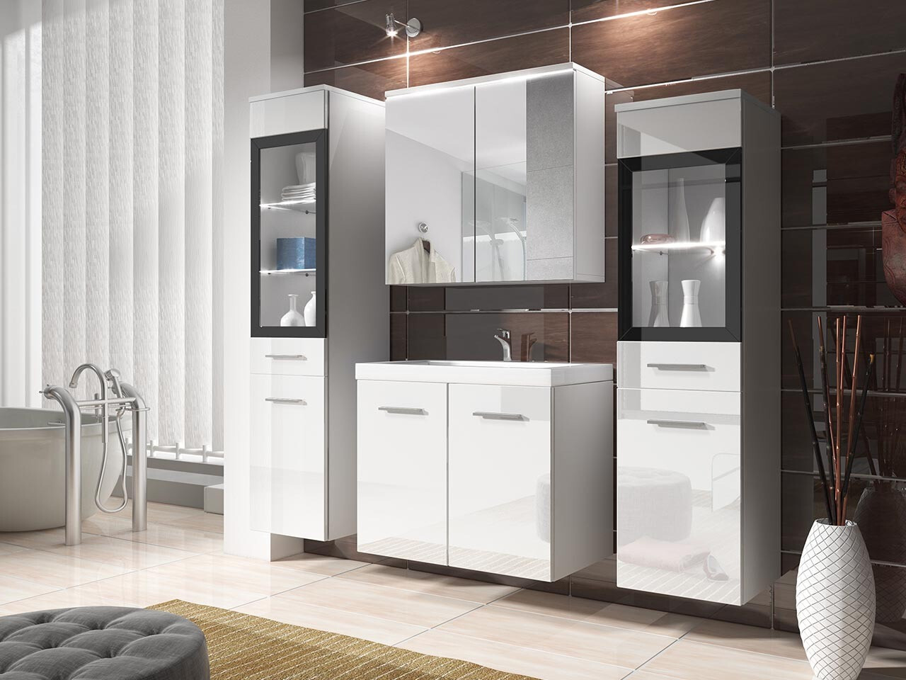 Kopalniški komplet Sarasota 140 (Sijaj bela + Bela)