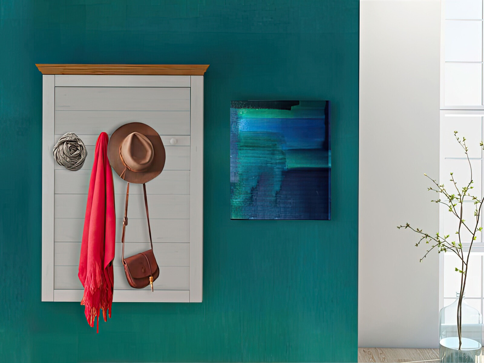 Obešalnik Denton 1298 (Bela + Svetlo rjava)