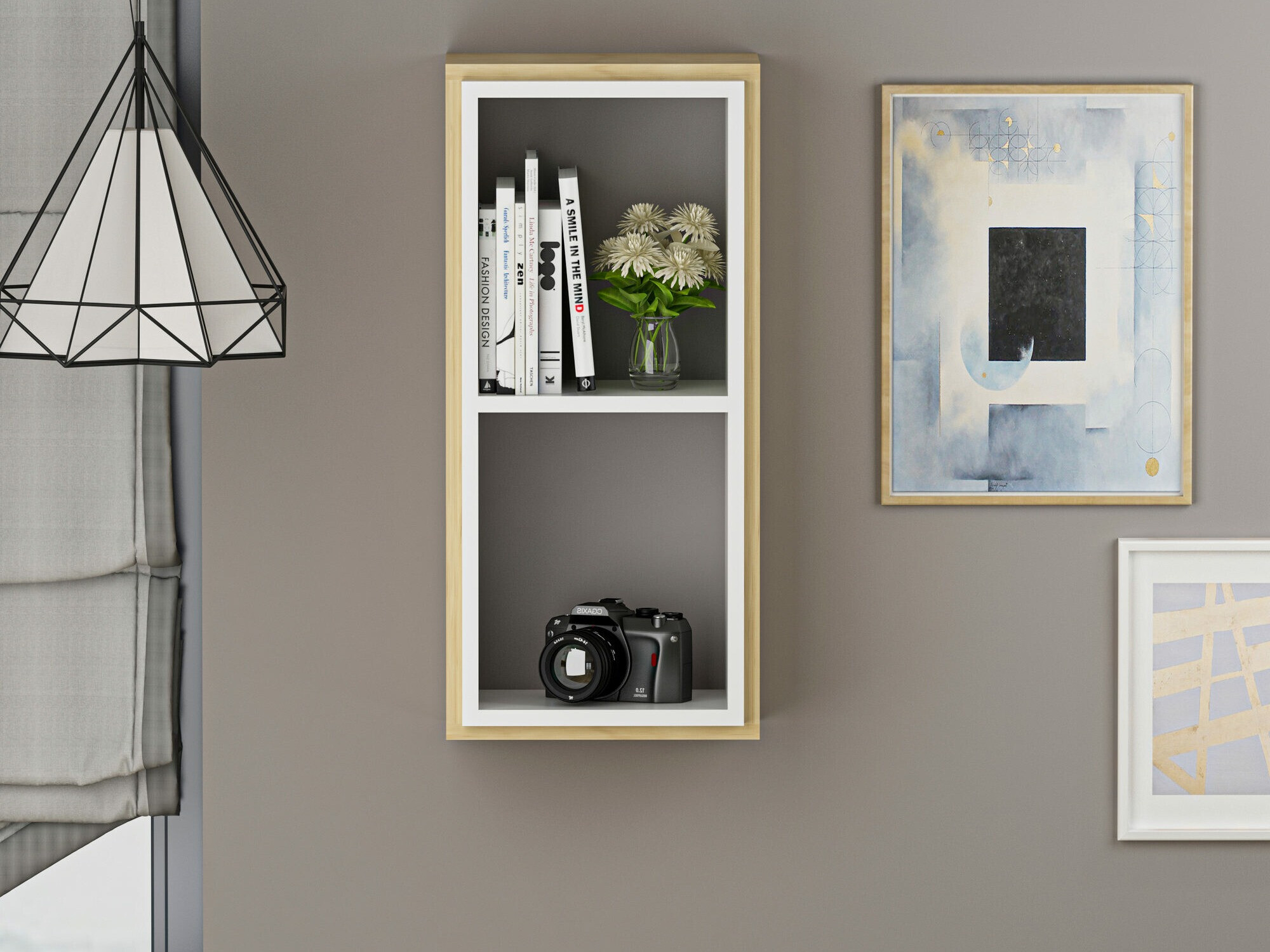 Stenska polica Kailua 1854 (Bela + Hrast)