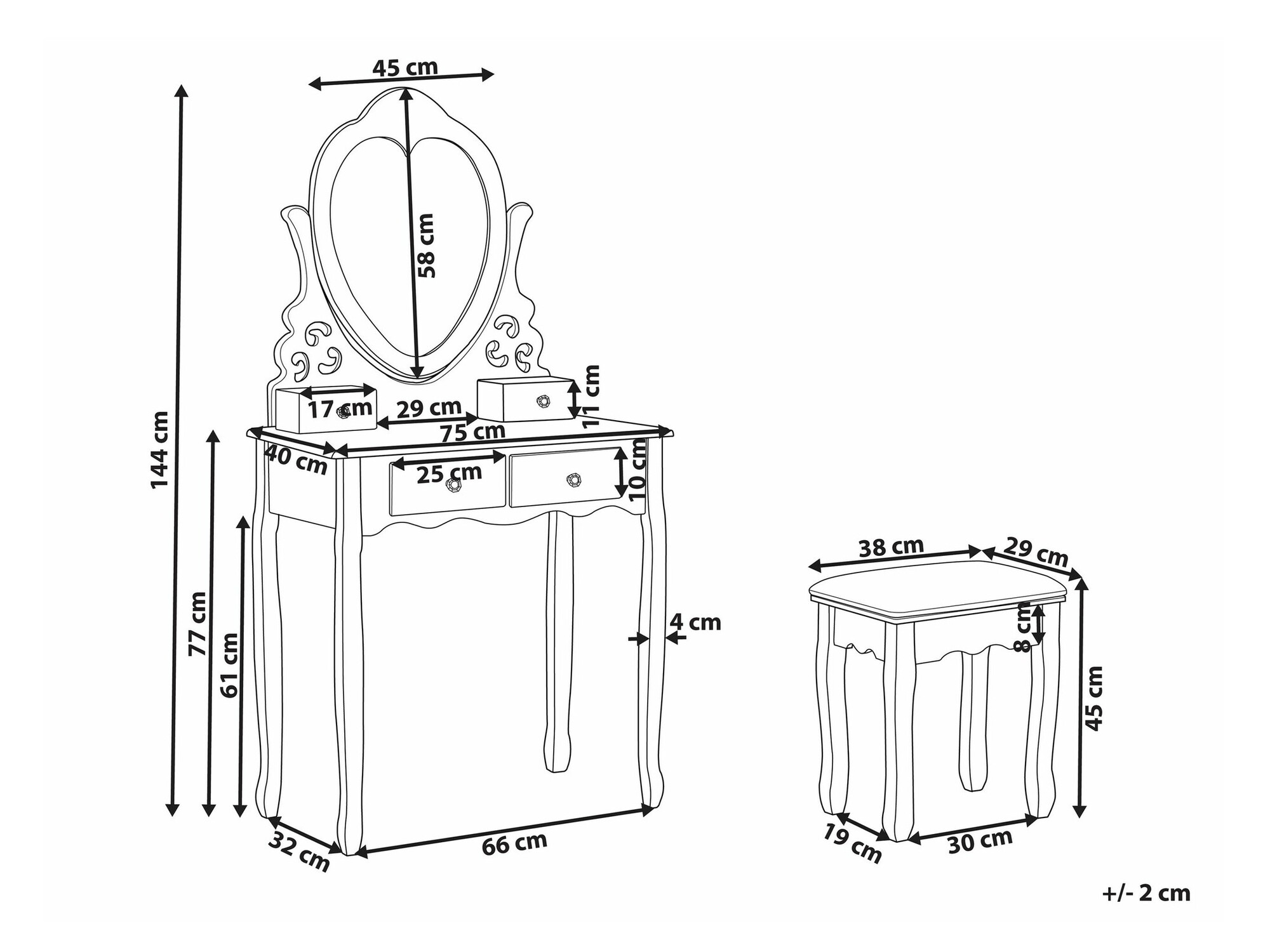 Toaletna mizica Berwyn 1720
