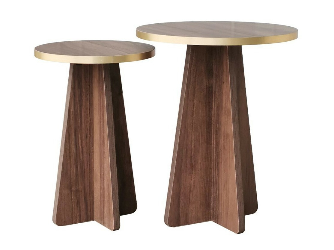 Komplet stranskih mizic Kailua 1858 (Oreh + Zlata)