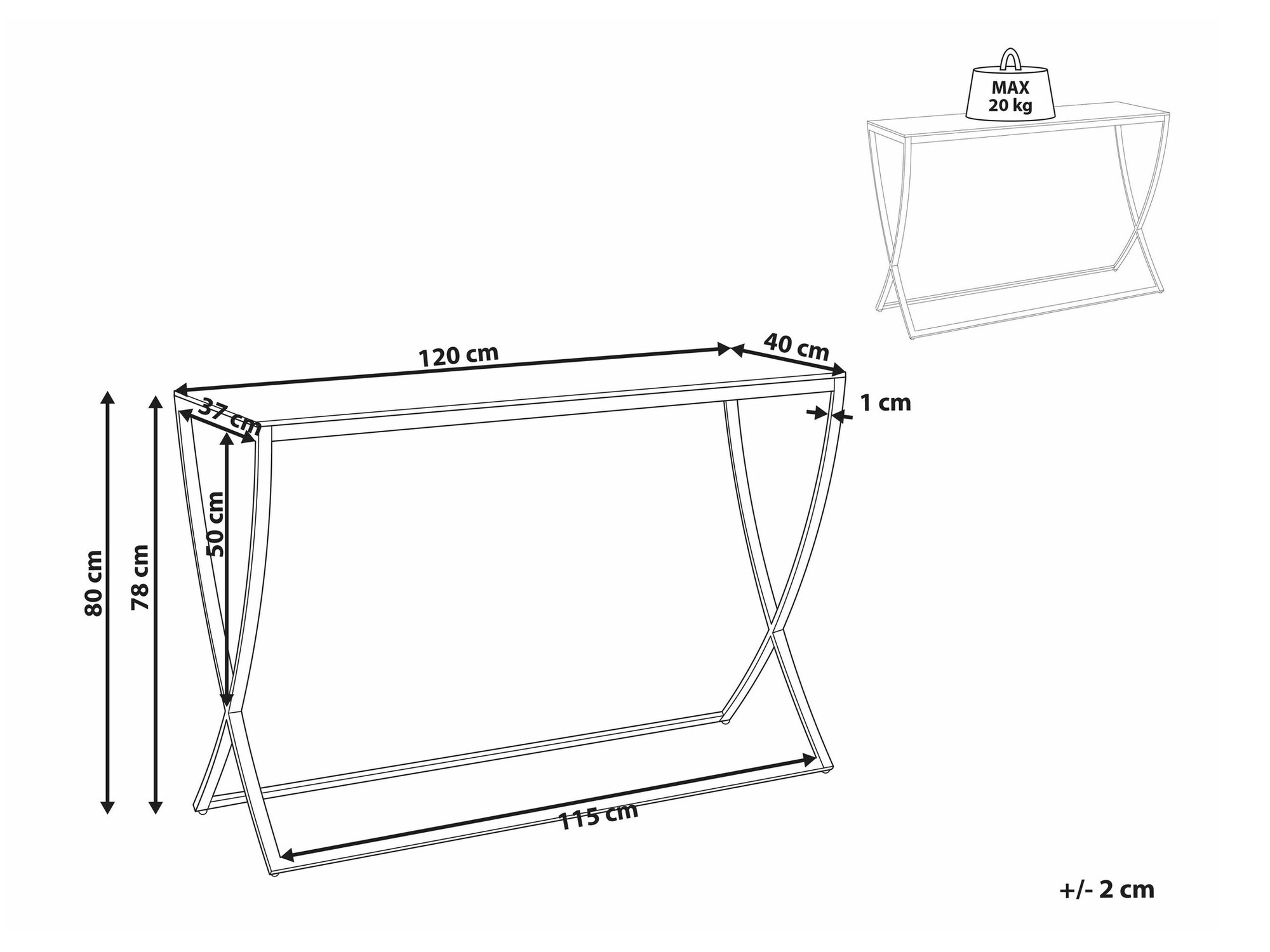 Konzolna miza Berwyn 1724