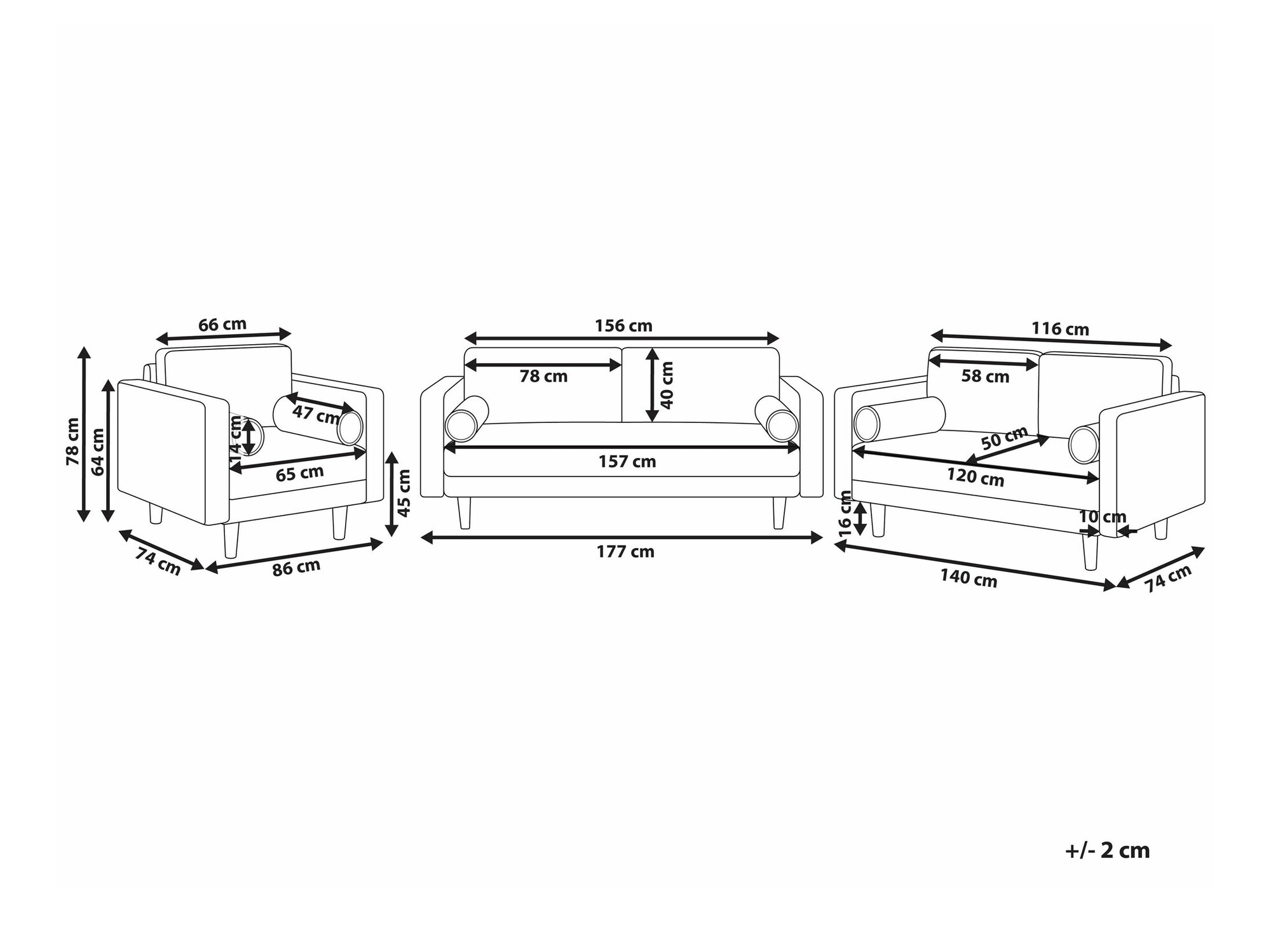 Komplet oblazinjenega pohištva Berwyn 1737 (Zelena)