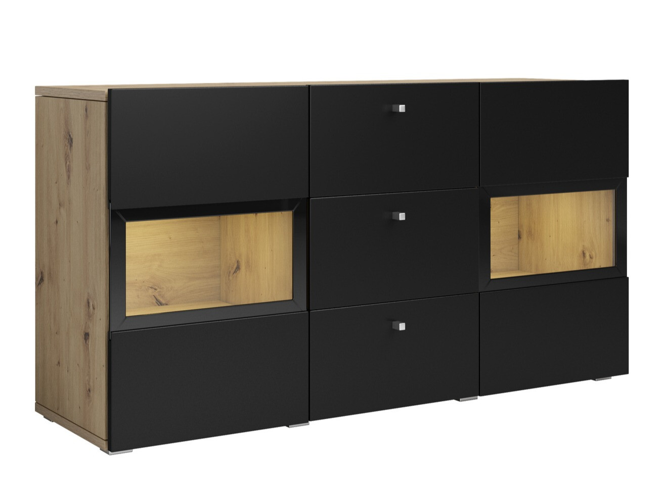 Komoda Serodeu 101 (Artisan hrast + Mat črna)