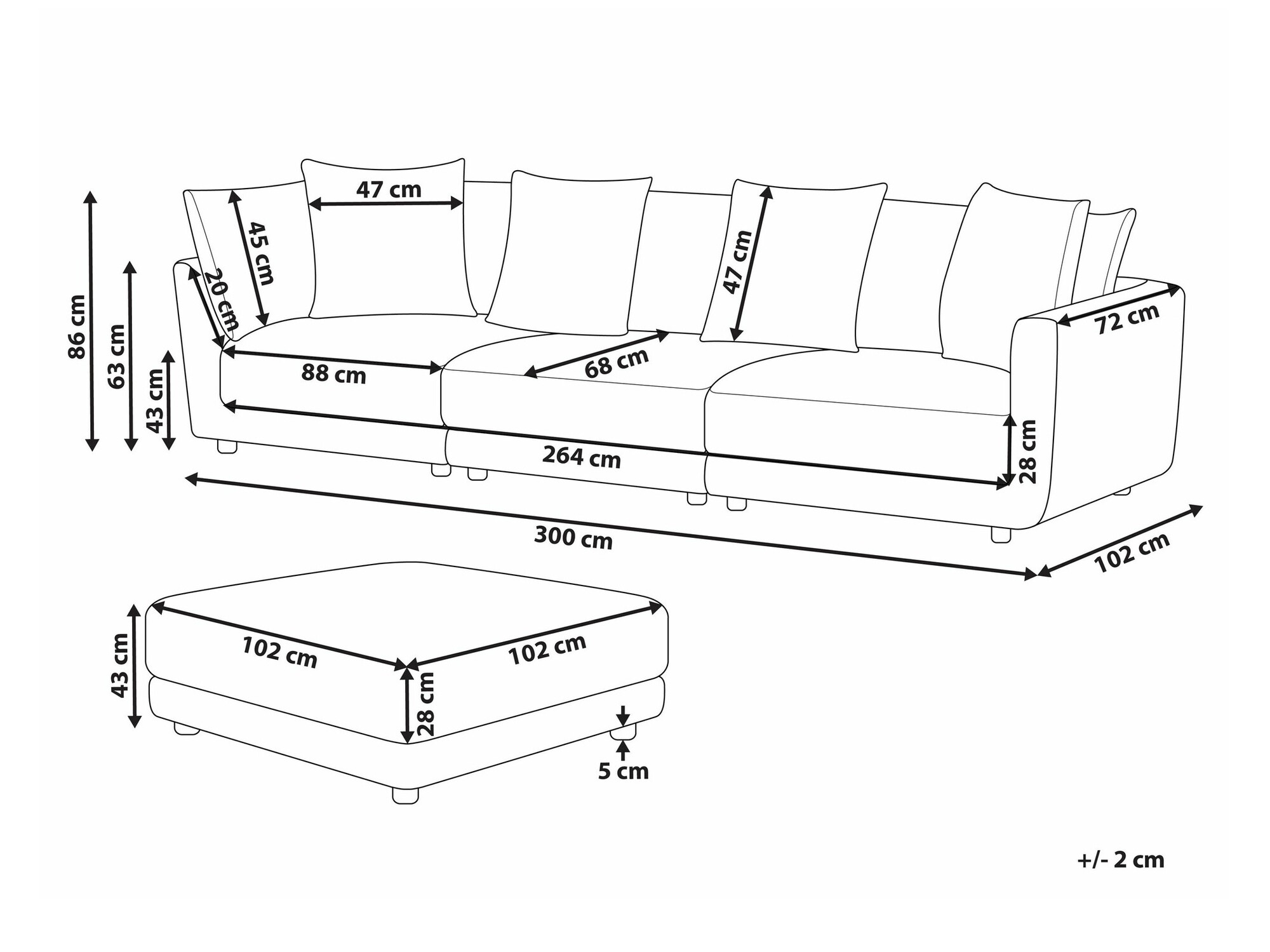 Komplet oblazinjenega pohištva Berwyn 1741 (Bež)