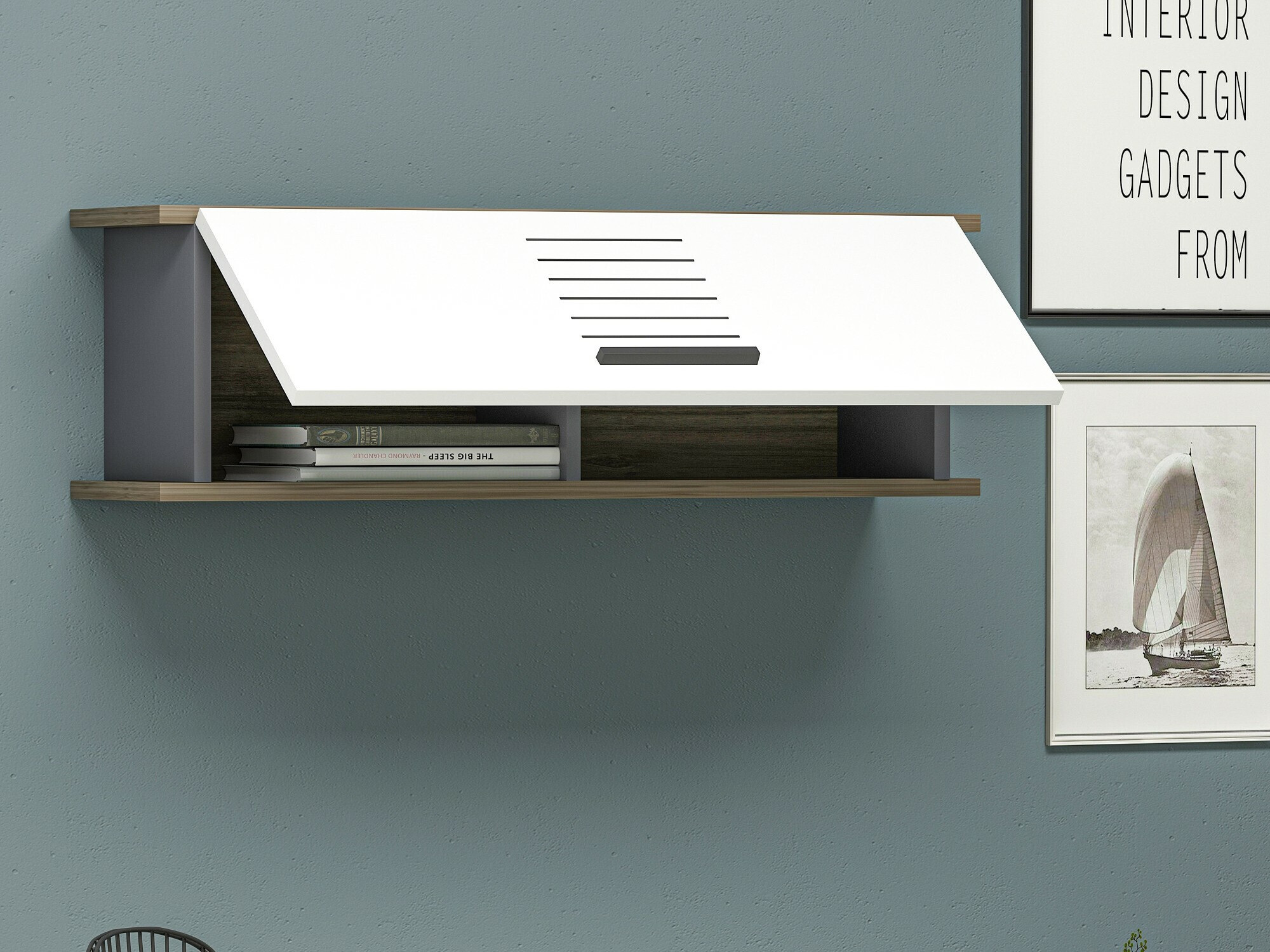 Stenska polica Kailua 1938 (Antracit + Oreh)