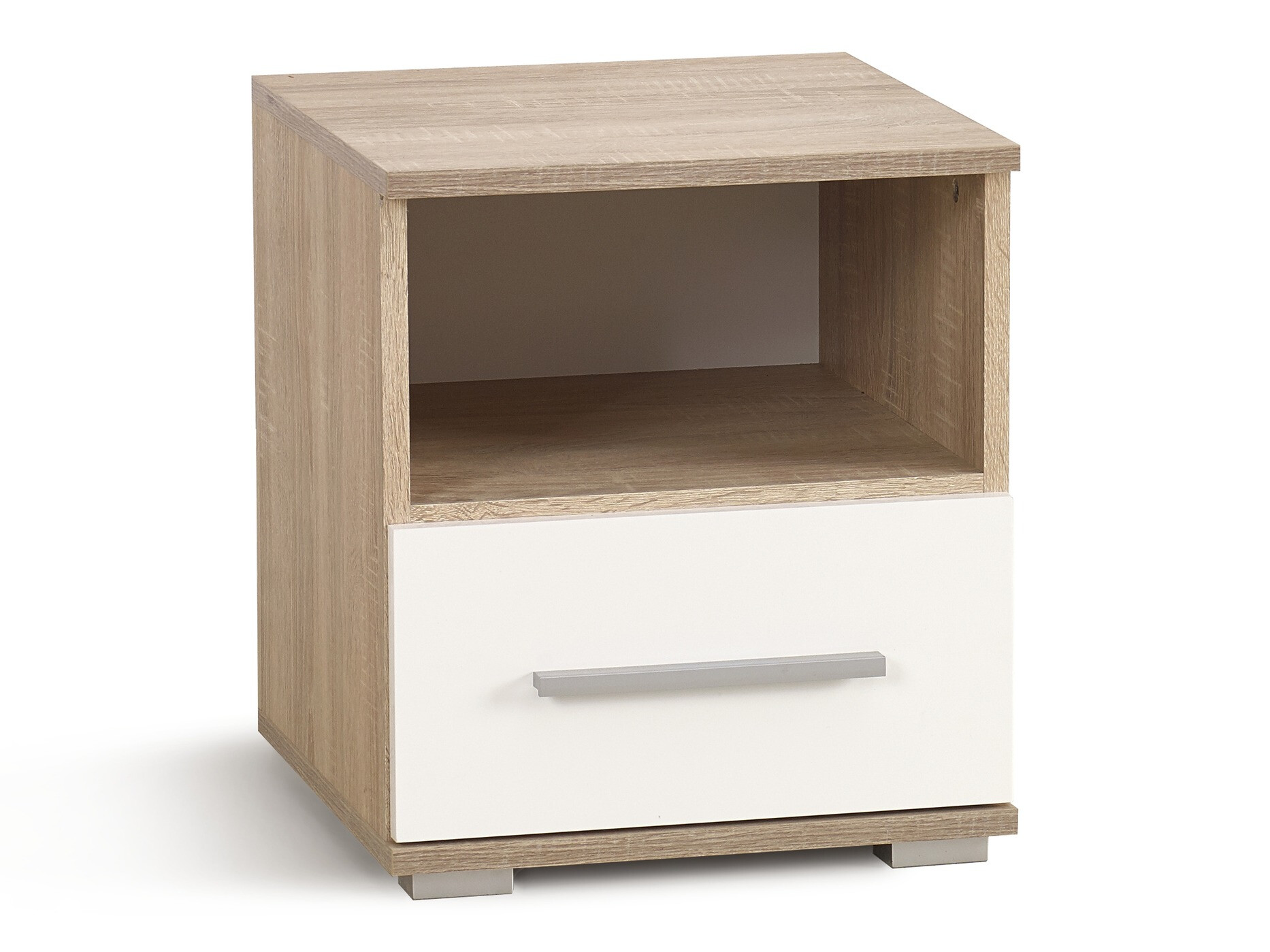 Nočna omarica Cirveso 111 (Sonoma hrast + Sijaj bela)