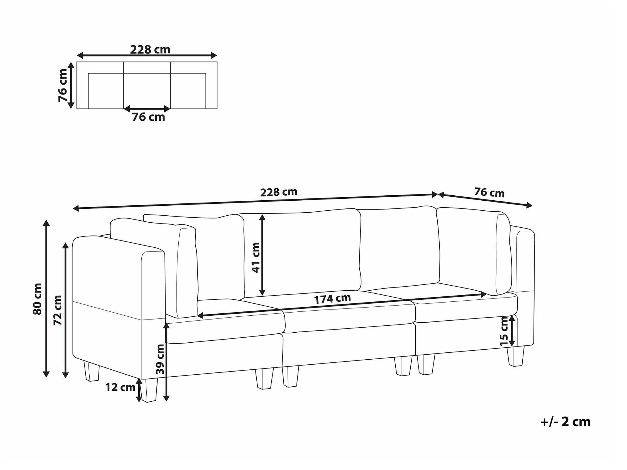 Modularni kavč Elbmeli 100 (Rjava)