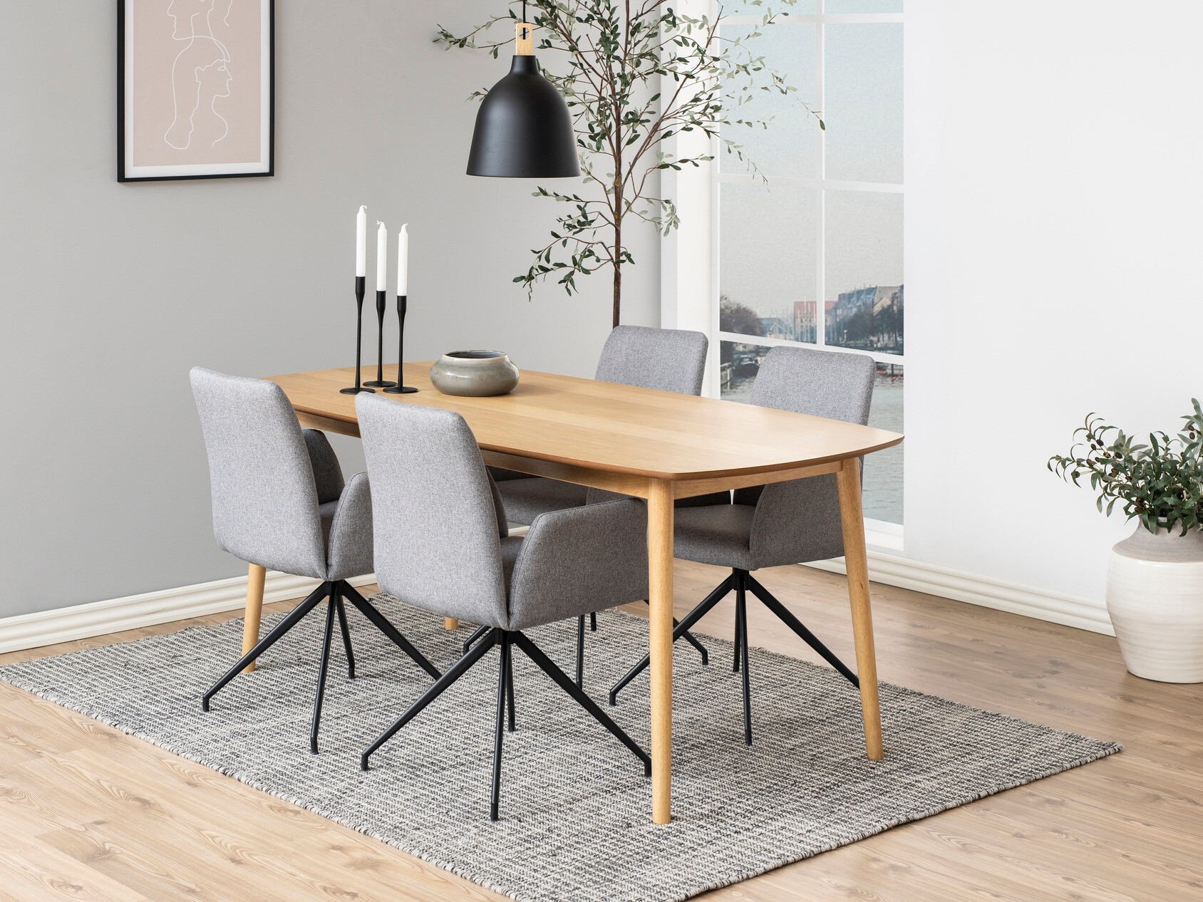 Jedilniški komplet Norsica Daltea 118 (Siva + Črna)