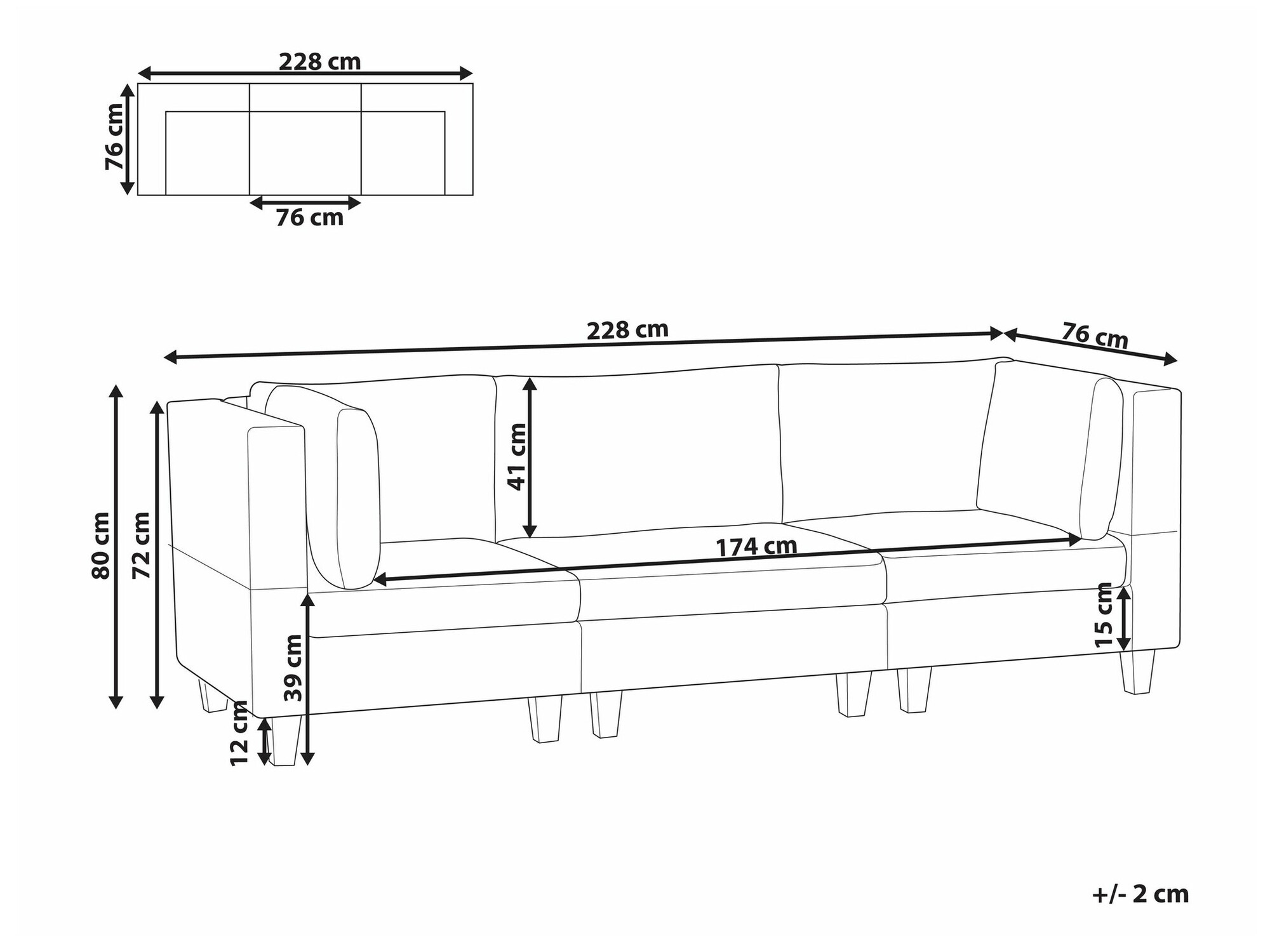 Modularni kavč Elbmeli 100 (Črna)