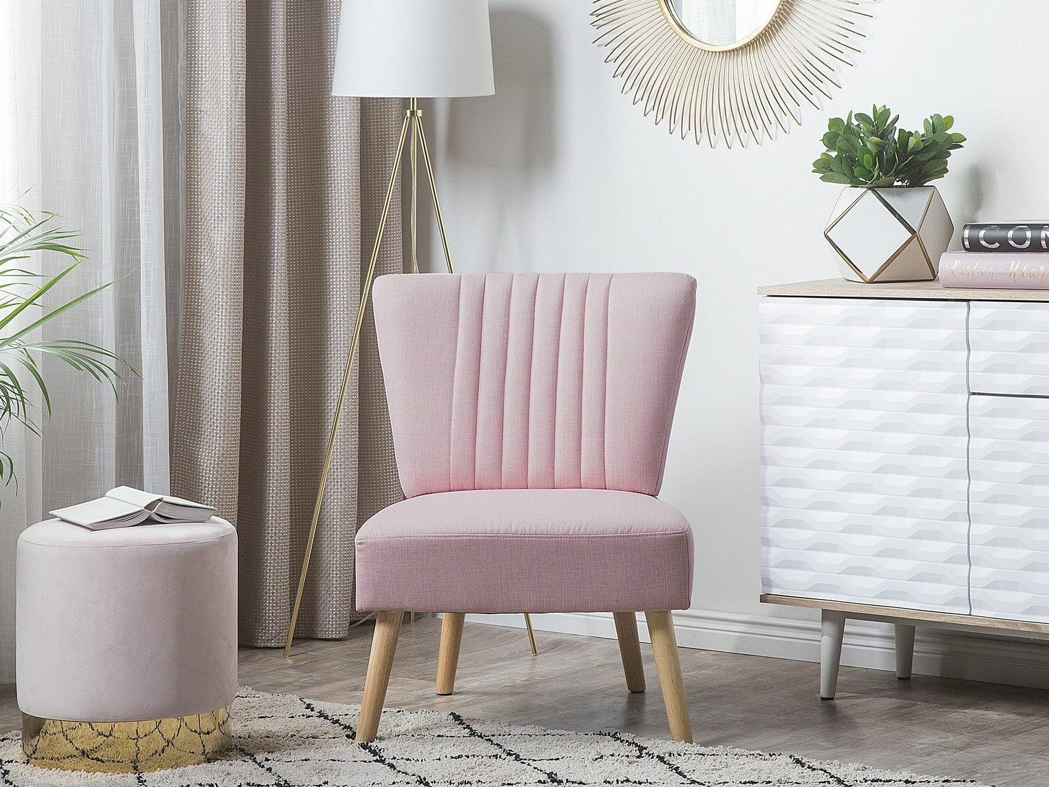 Fotelj Berwyn 1131 (Roza + Svetel les)