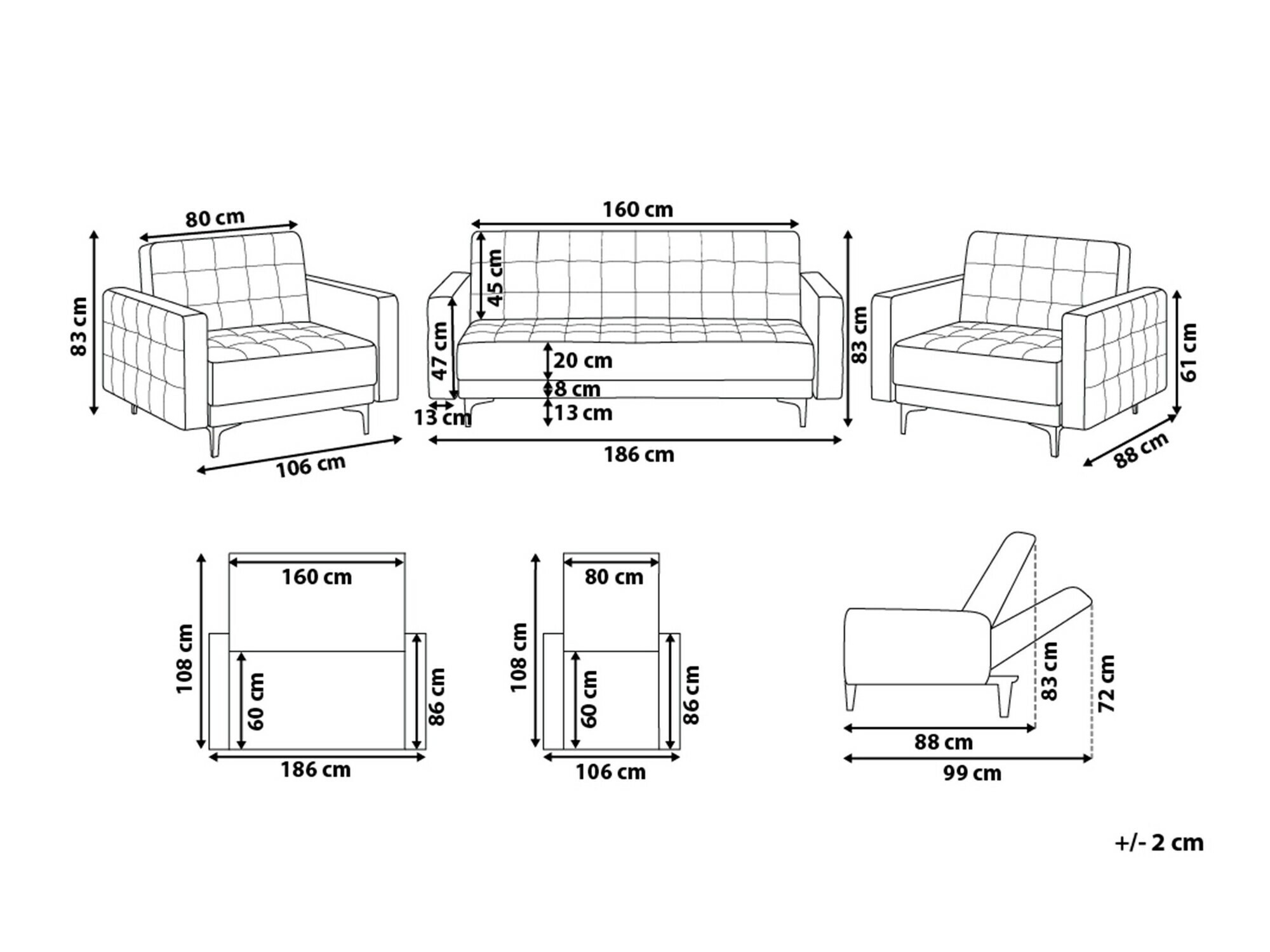 Komplet oblazinjenega pohištva Felvena 113 (Črna)