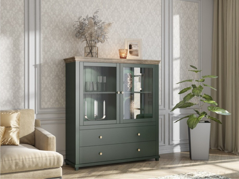 Komoda Tolnue 105 (Temno zelena + Hrast lefkas)