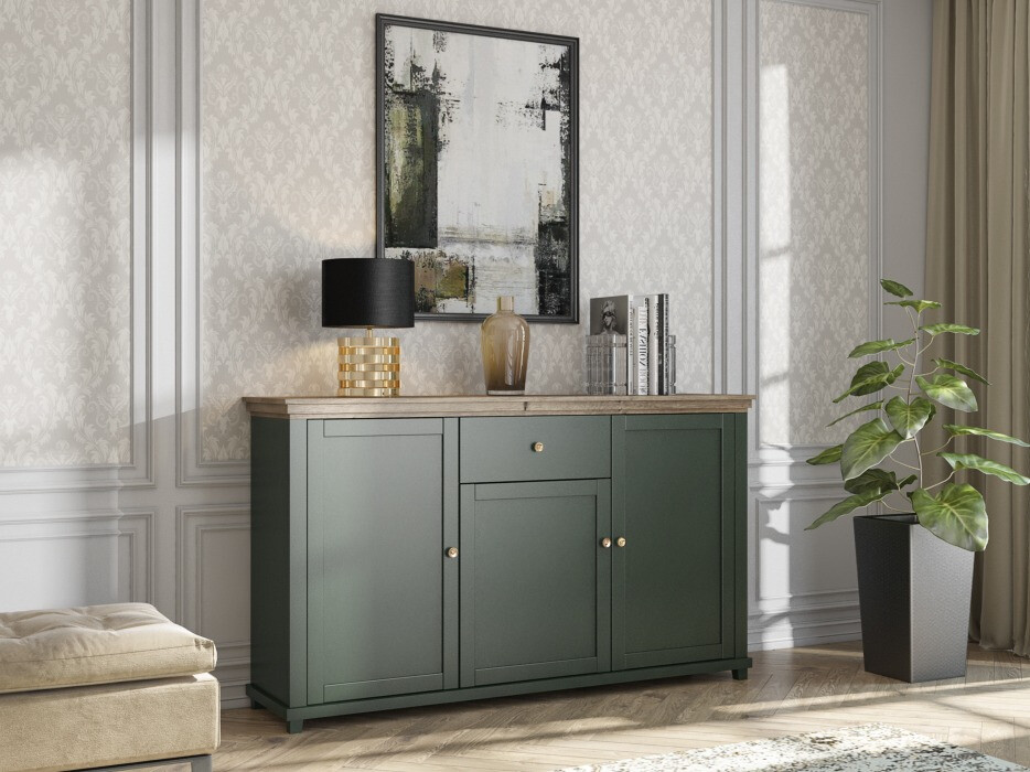 Komoda Tolnue 106 (Temno zelena + Hrast lefkas)