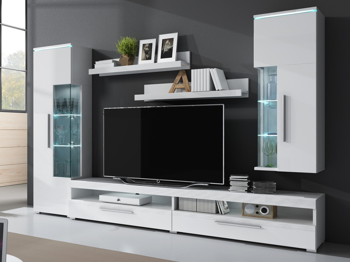 Komplet za dnevno sobo Torvire 108 (Bela + Sijaj bela)